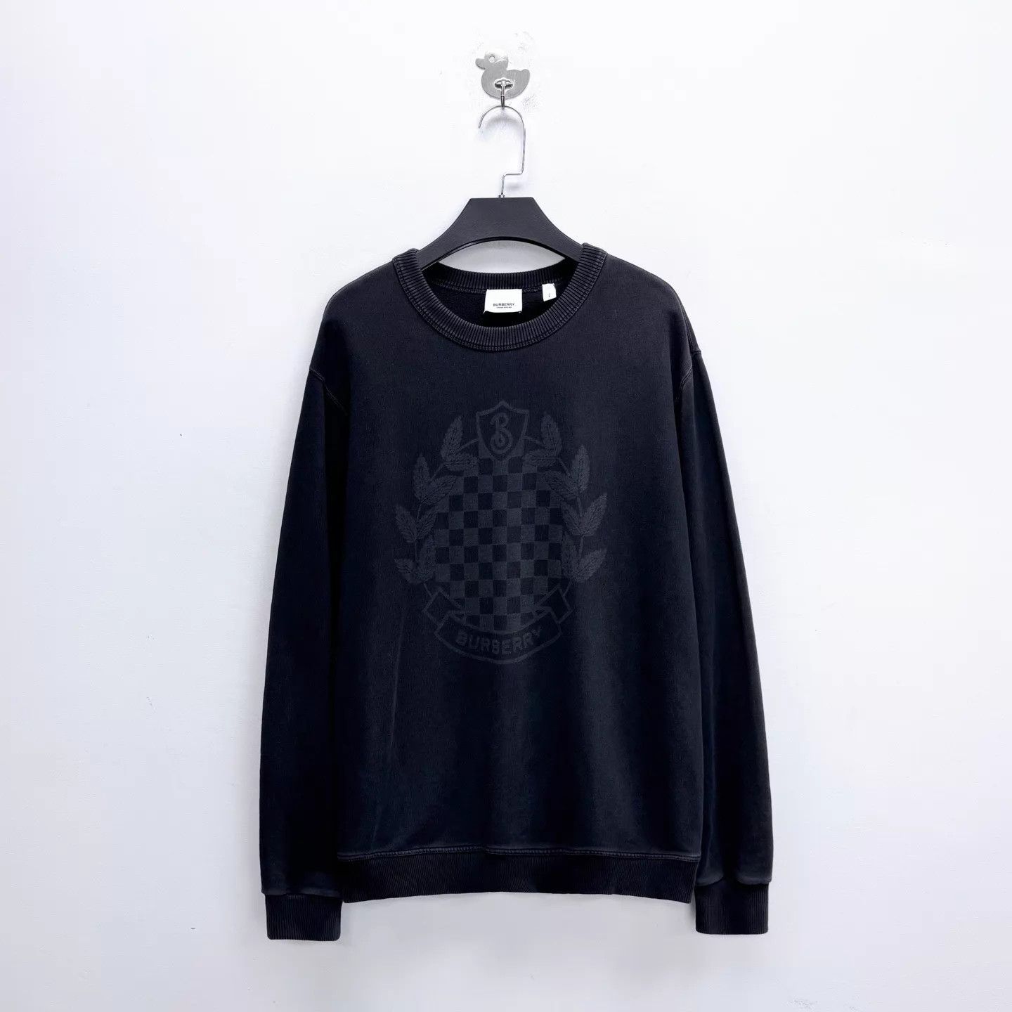 Burberry Burberry Washed Black Check Wheat Logo Sweatshirt Unisex S Size US S / EU 44-46 / 1 - 1 Thumbnail