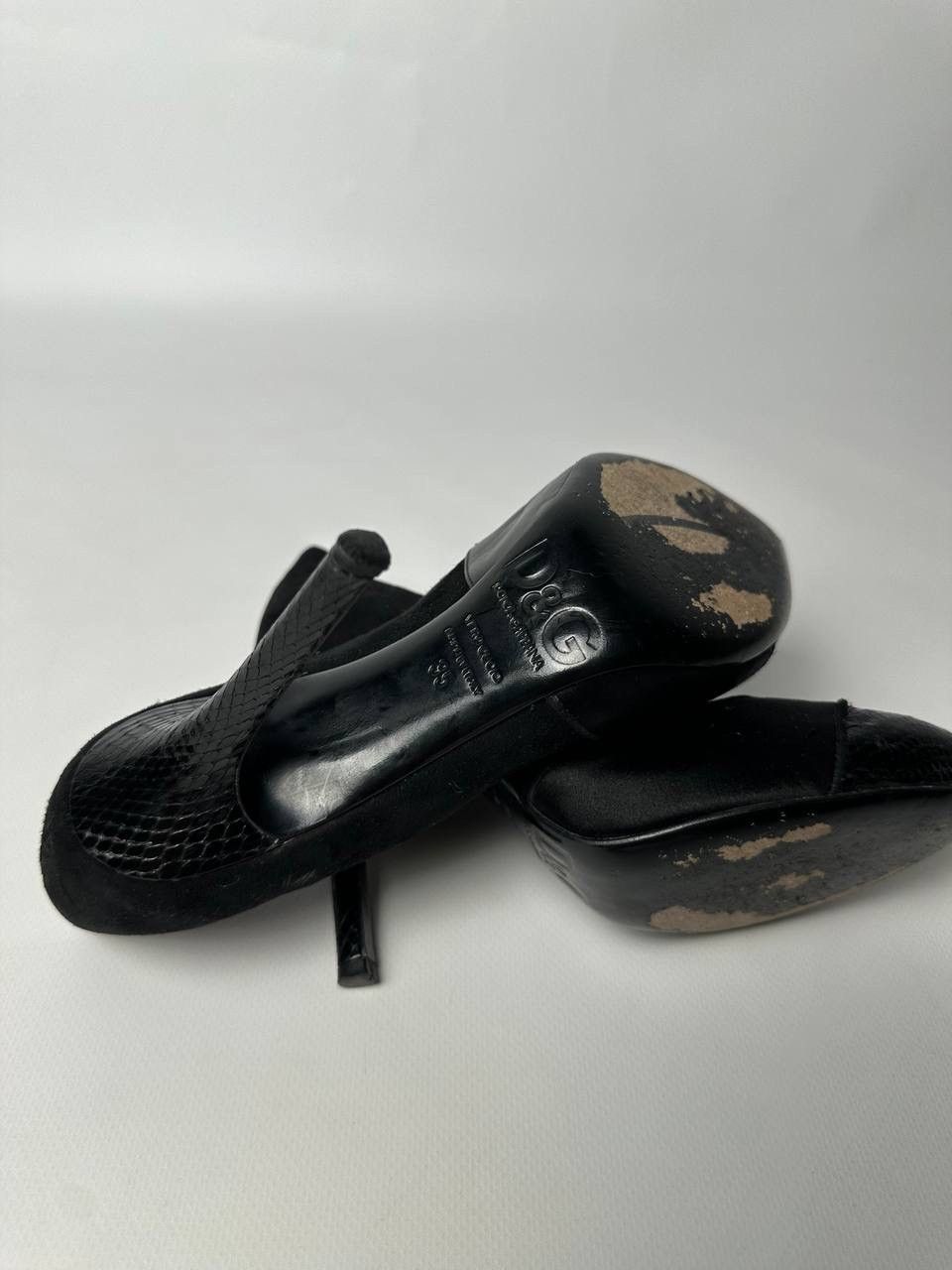 Dolce & Gabbana DOLCE&GABBANA Heels Snake Leather Details Black Size US 6 / IT 36 - 10 Thumbnail
