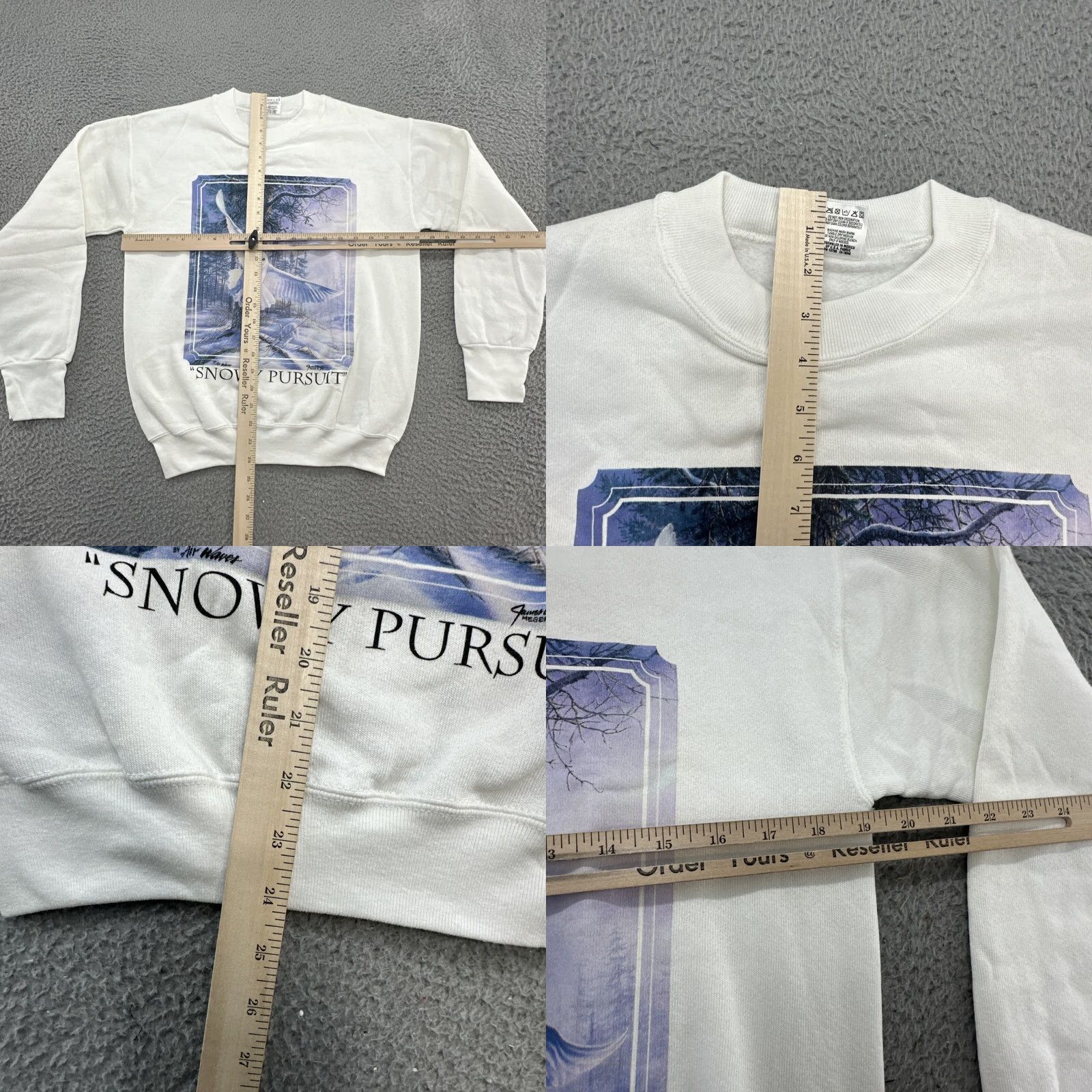 Fruit Of The Loom Fruit of the Loom Sweatshirt Small White Snow Pursuit Crew Neck Pullover Mens S Vintage No Size US S / EU 44-46 / 1 - 8 Thumbnail