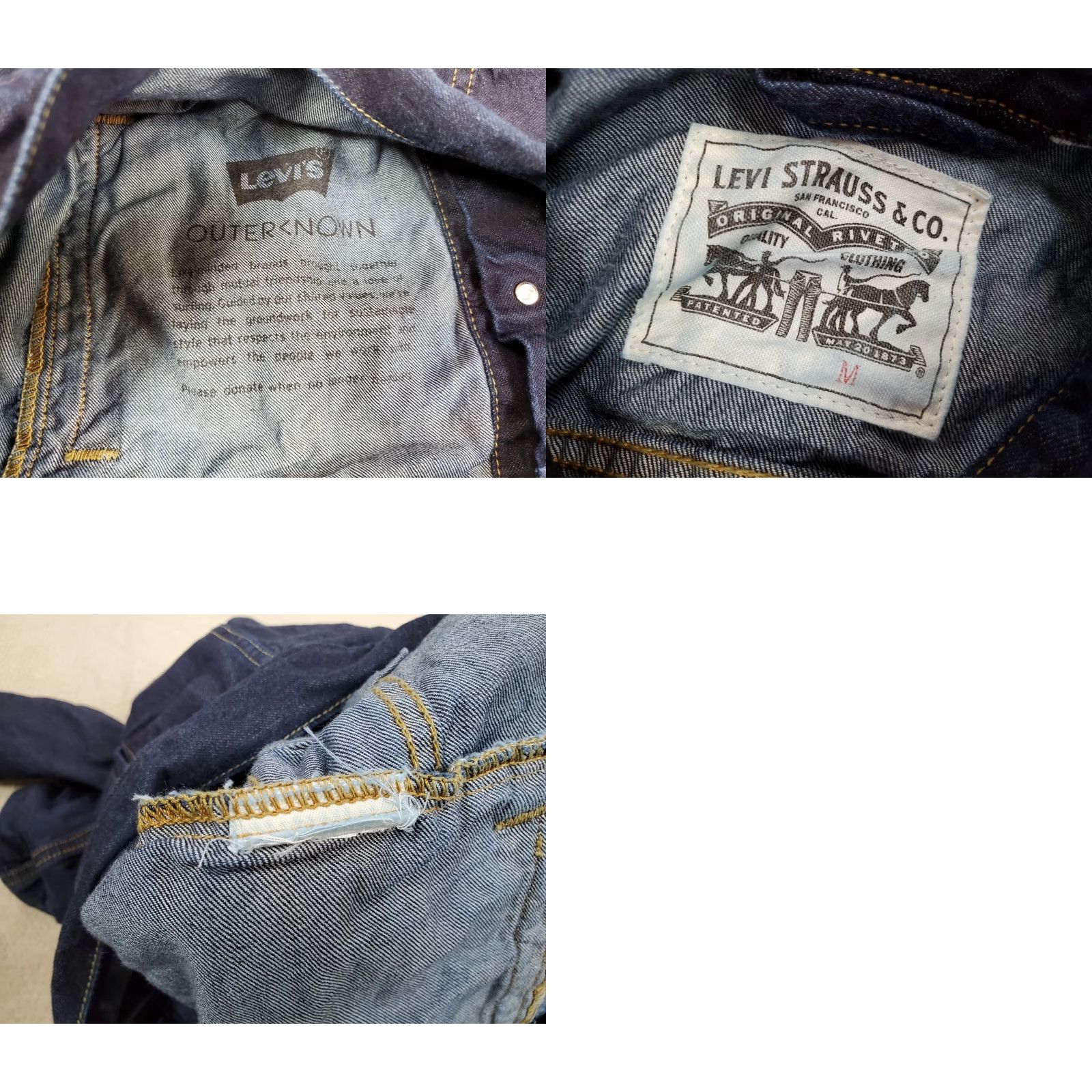 Levi's VINTAGE Levis x Outerknown Wellthread Jacket Womens M Blue Denim Jean Coat Trucker Size 32" / US 10 / IT 46 - 8 Thumbnail