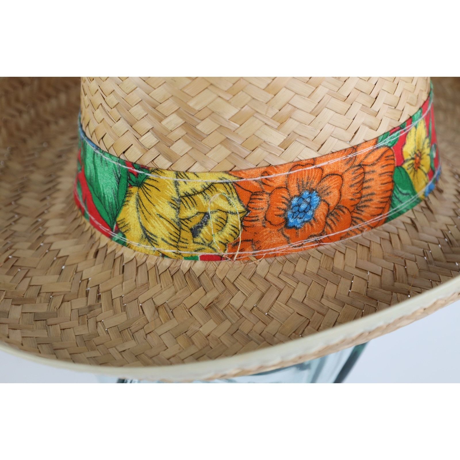 Vintage Vintage 90s Streetwear Floral Flower Band Woven Straw Hat Size ONE SIZE - 2 Thumbnail