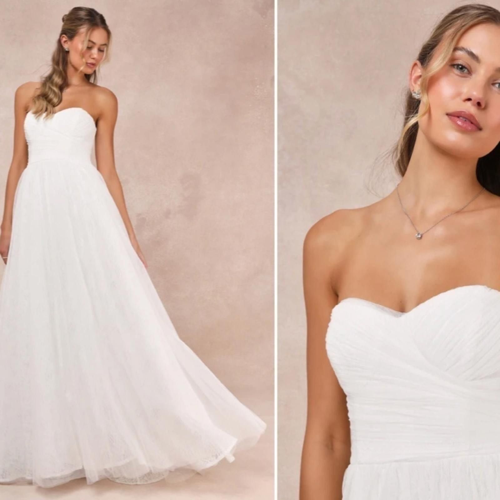 Lulus LULU's Bridal Wedding Romantic Flowy Floral Lace Ballgown Size L / US 10 / IT 46 - 1 Thumbnail