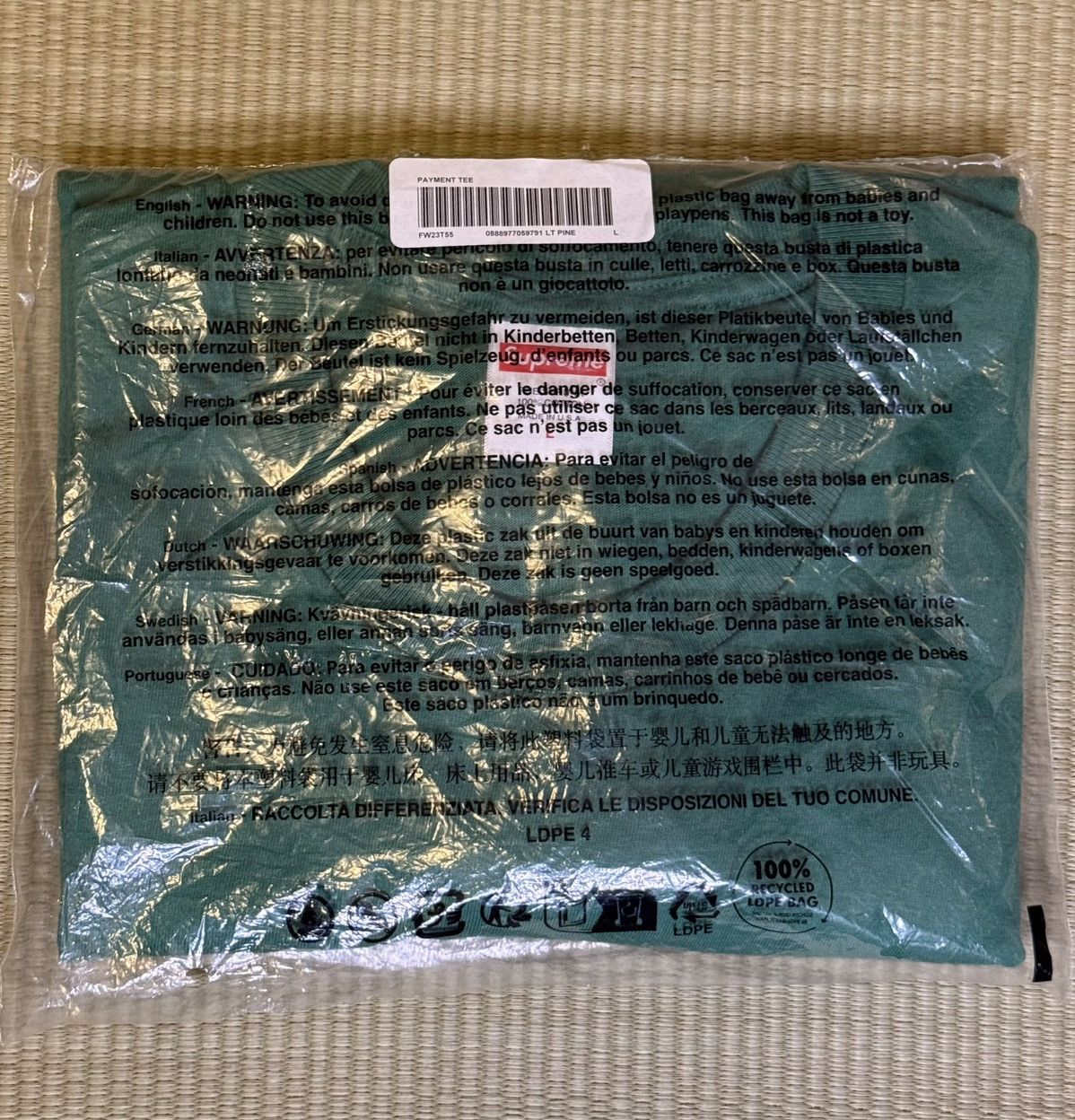 Supreme New Supreme Payment Tee Pine Green Size L Size US L / EU 52-54 / 3 - 3 Thumbnail