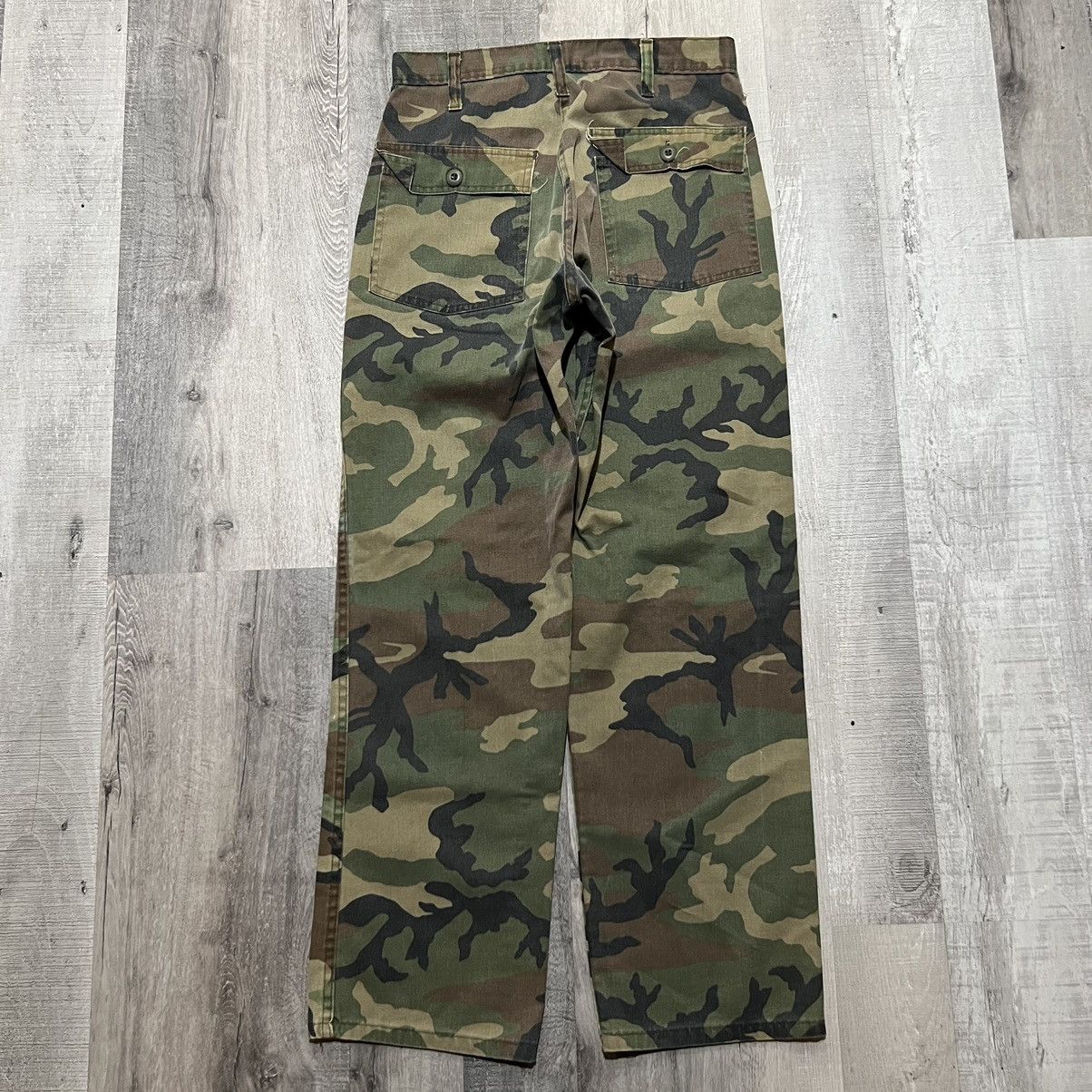 Vintage VTG 1960s Military Fatigue Camo OG 107 Army Field Trousers Size US 31 - 3 Thumbnail