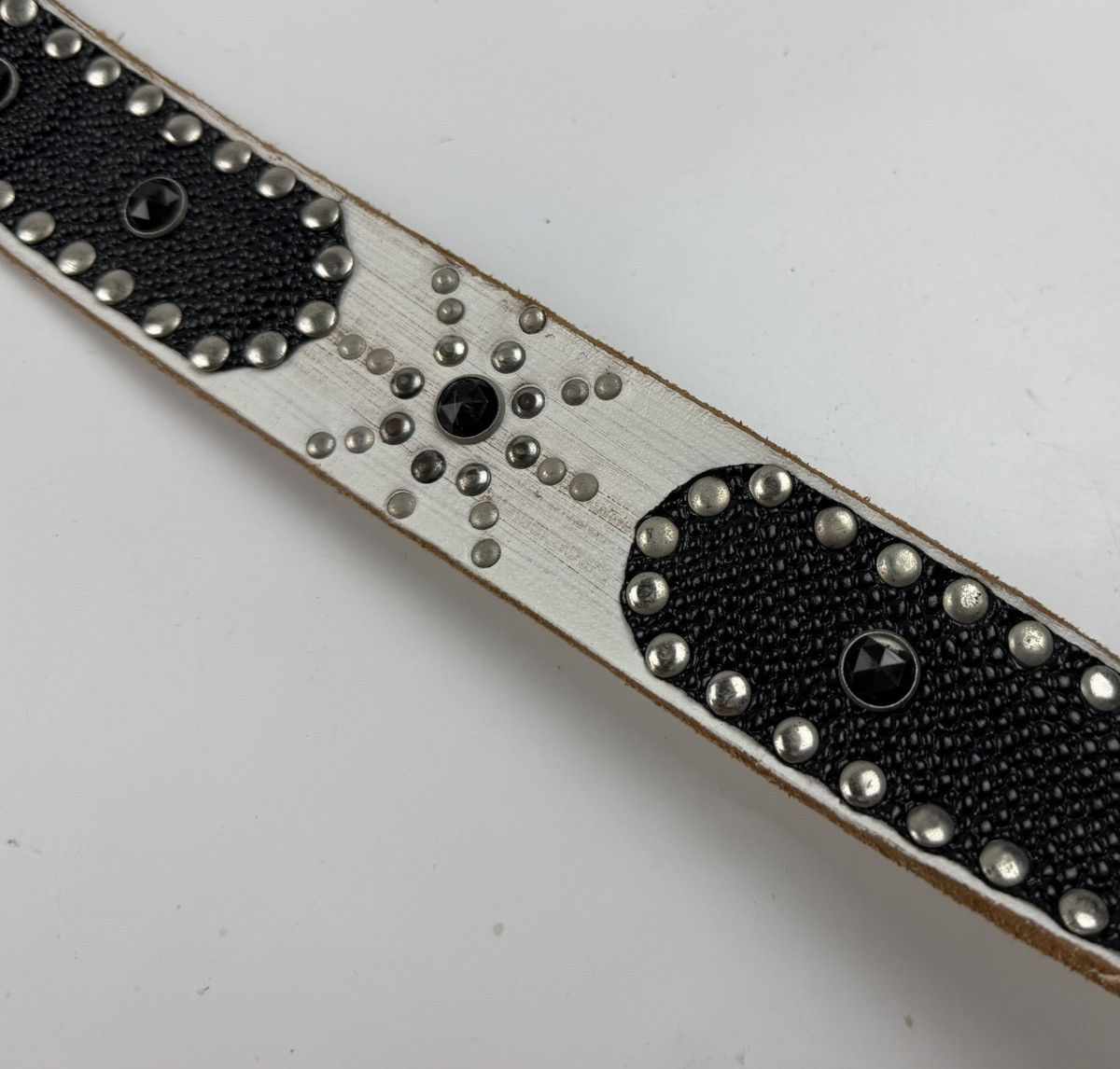Japanese Brand rare design studded leather belt tc46 Size 36 - 5 Thumbnail