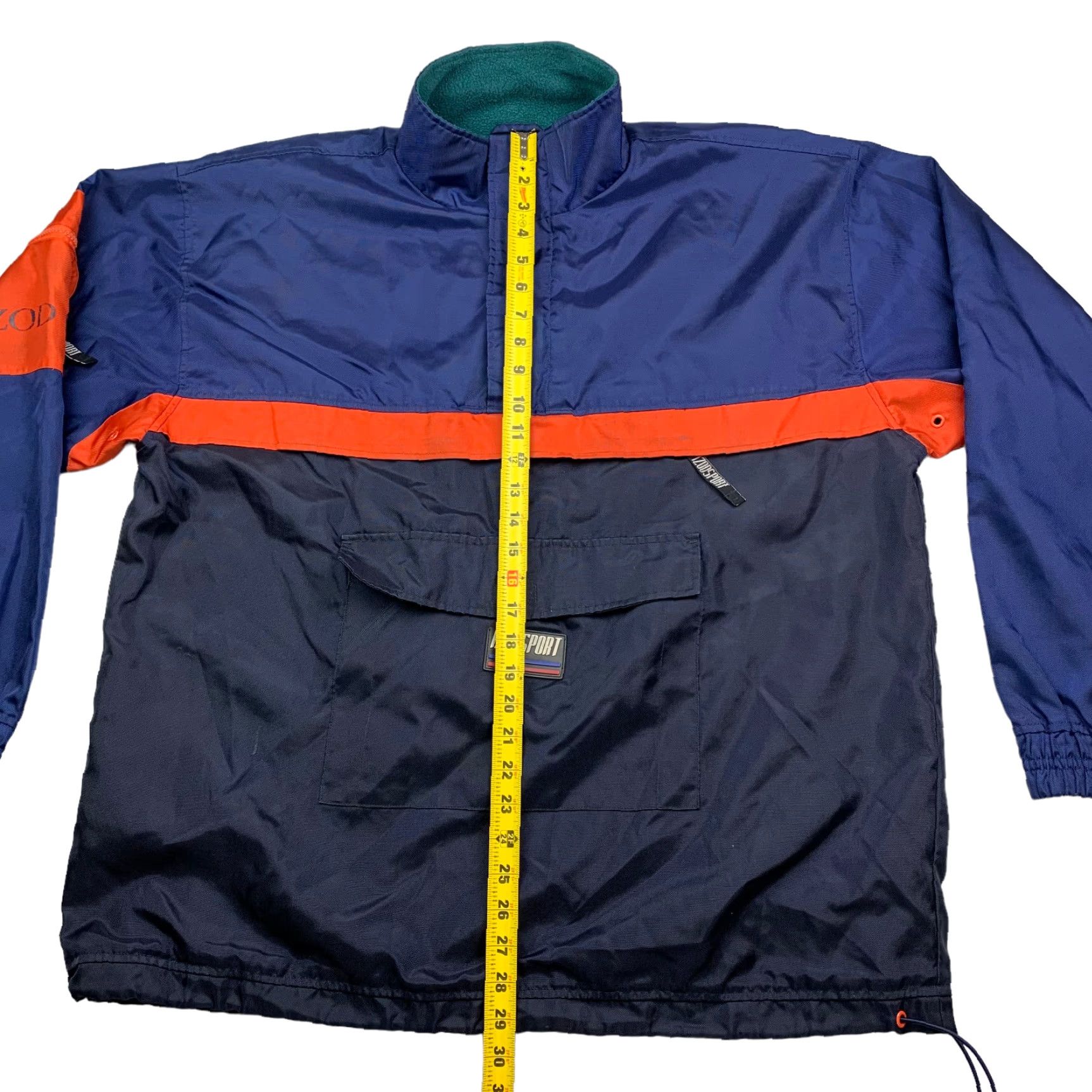 Izod VINTAGE Izod Sport Men's Anorak Rain Jacket Blue Orange Large Fleece Lined 1/4 Zip Pockets Waterproof Windproof Jacket Mens Size US L / EU 52-54 / 3 - 6 Thumbnail