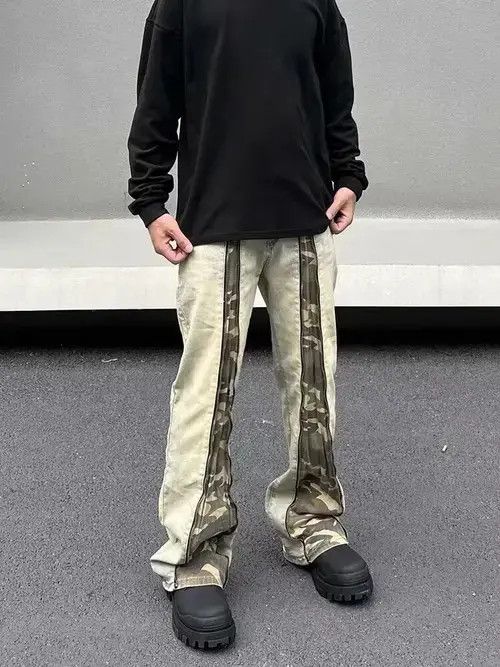 Designer × Japanese Brand × Vintage Y2K Zipper Camouflage Spliced Slim Flare Jeans Size US 37 - 2 Thumbnail