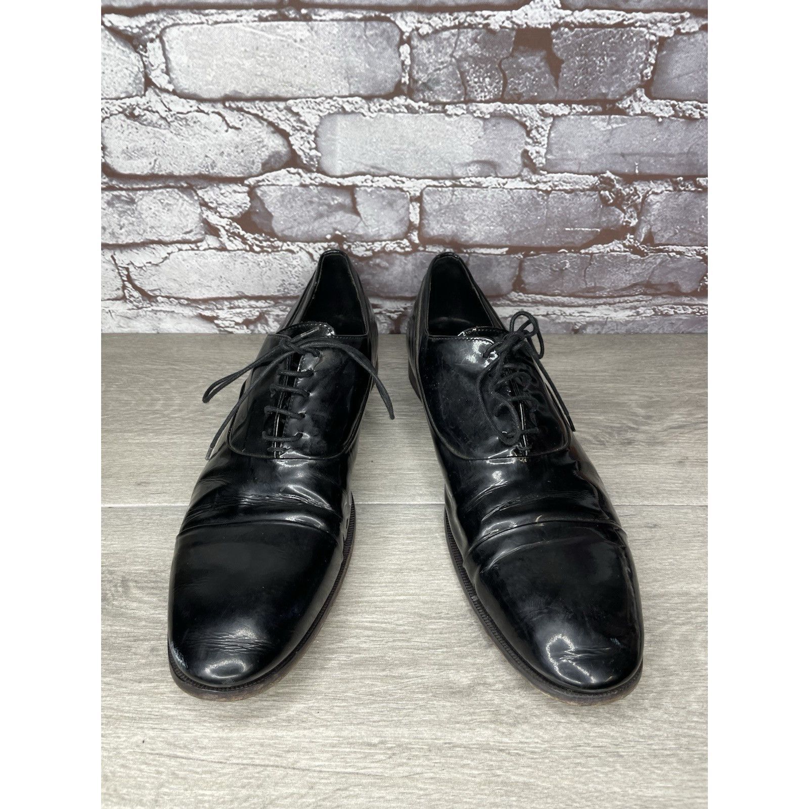 Sturhling Rolando Sturlini Black Patent Leather Derby Tuxedo Dress Sho Size US 12 / EU 45 - 11 Thumbnail