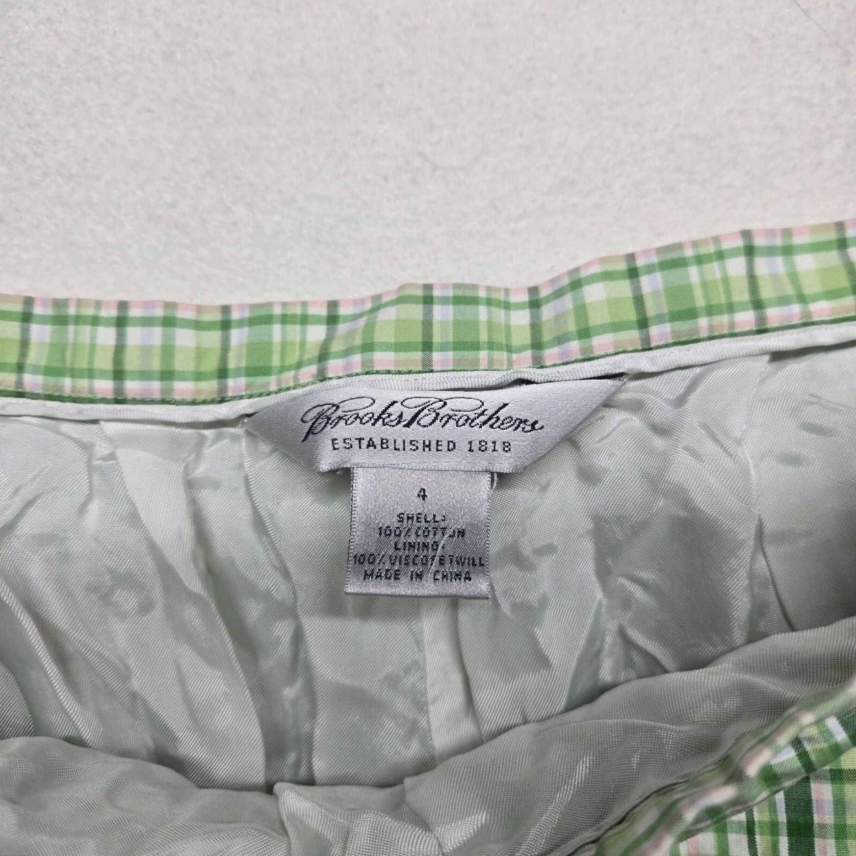Brooks Brothers Brooks Brothers Women's Green Plaid Chino Flat Front Zipper Pants 4 Size 27" / US 4 / IT 40 - 3 Thumbnail