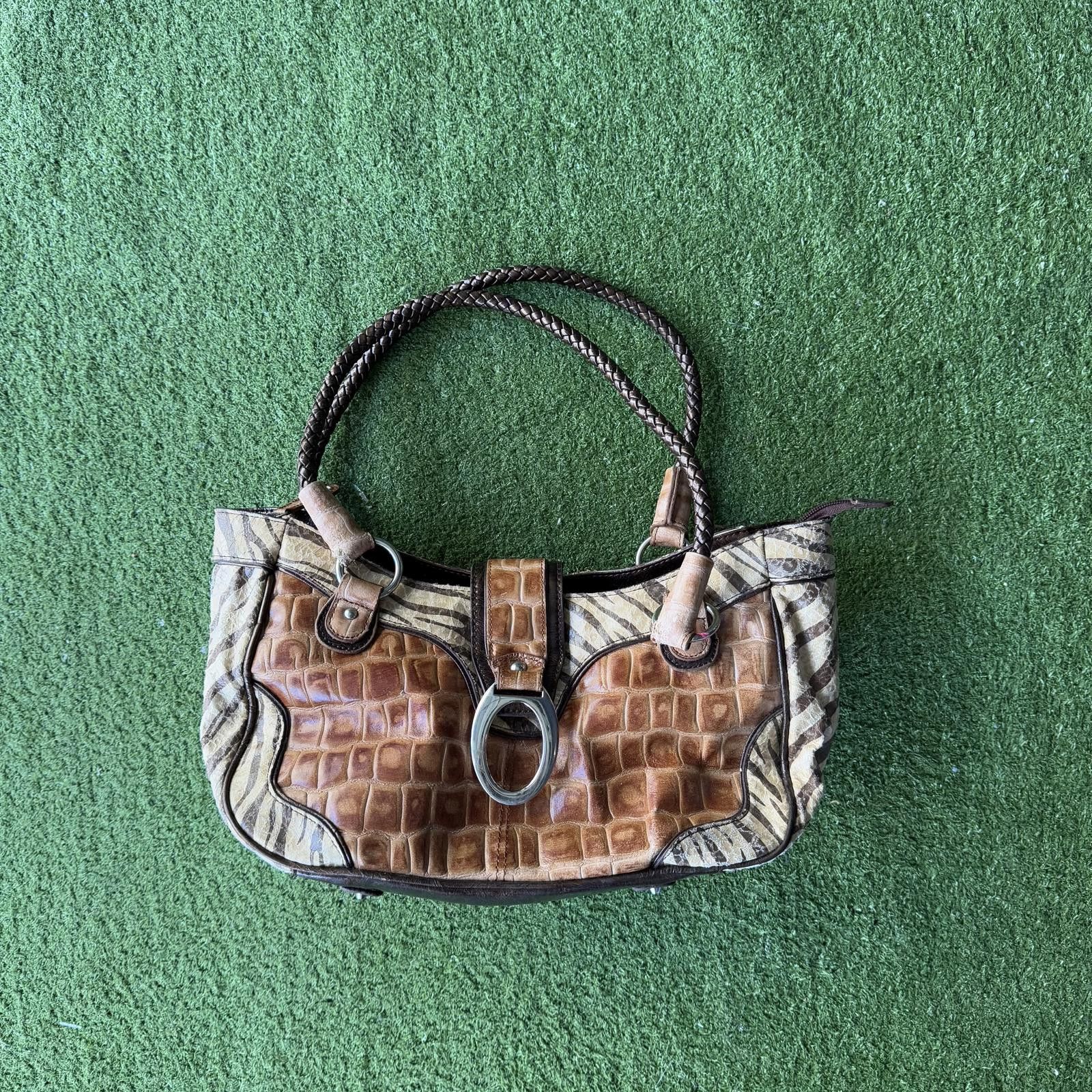 Designer Vintage Boho Leather Animal Print Shoulder Bag Size ONE SIZE - 1 Thumbnail