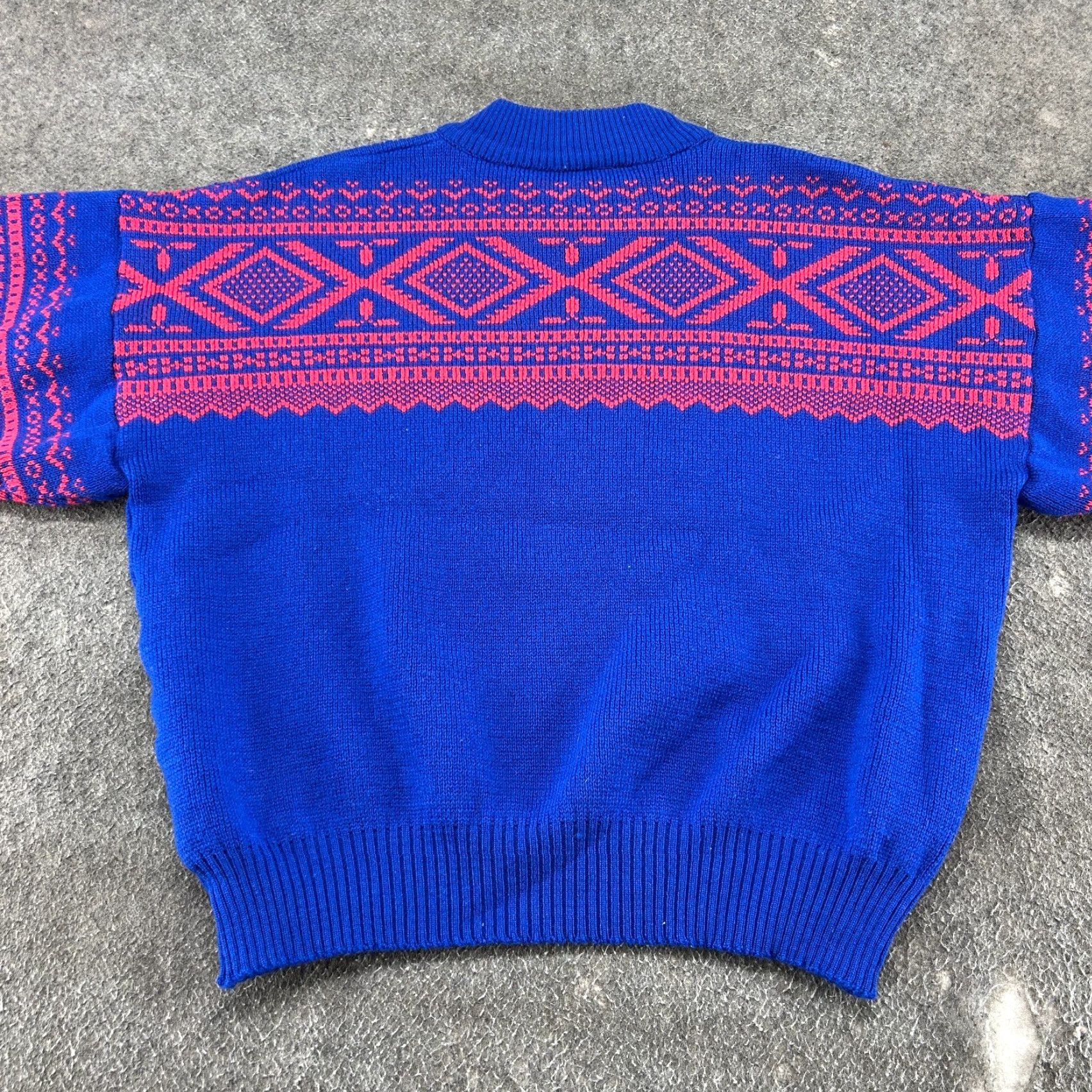 Vintage VINTAGE Demetre Sweater Womens L Blue Pink Mock Neck Wool Diamond Aztec Pullover Size L / US 10 / IT 46 - 7 Thumbnail