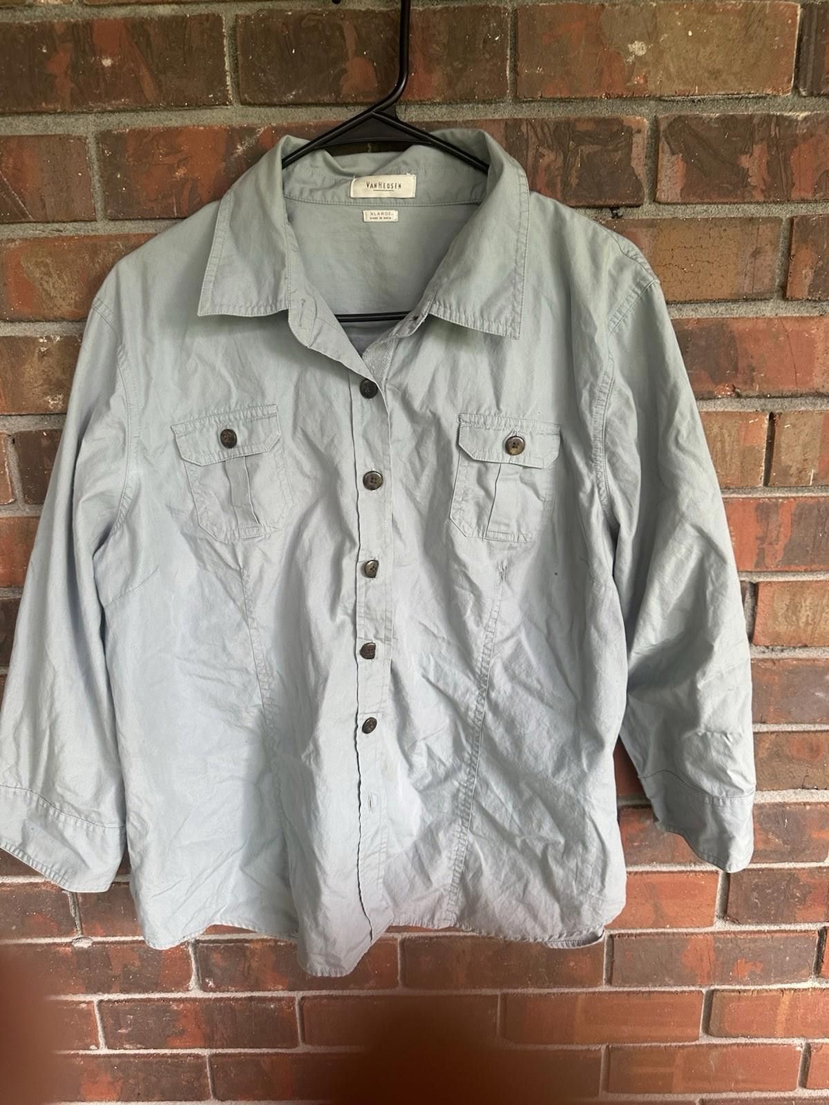 Van Heusen womens van heusen tops xl VTG Button Down 100% Cotton Size XL / US 12-14 / IT 48-50 - 1 Thumbnail