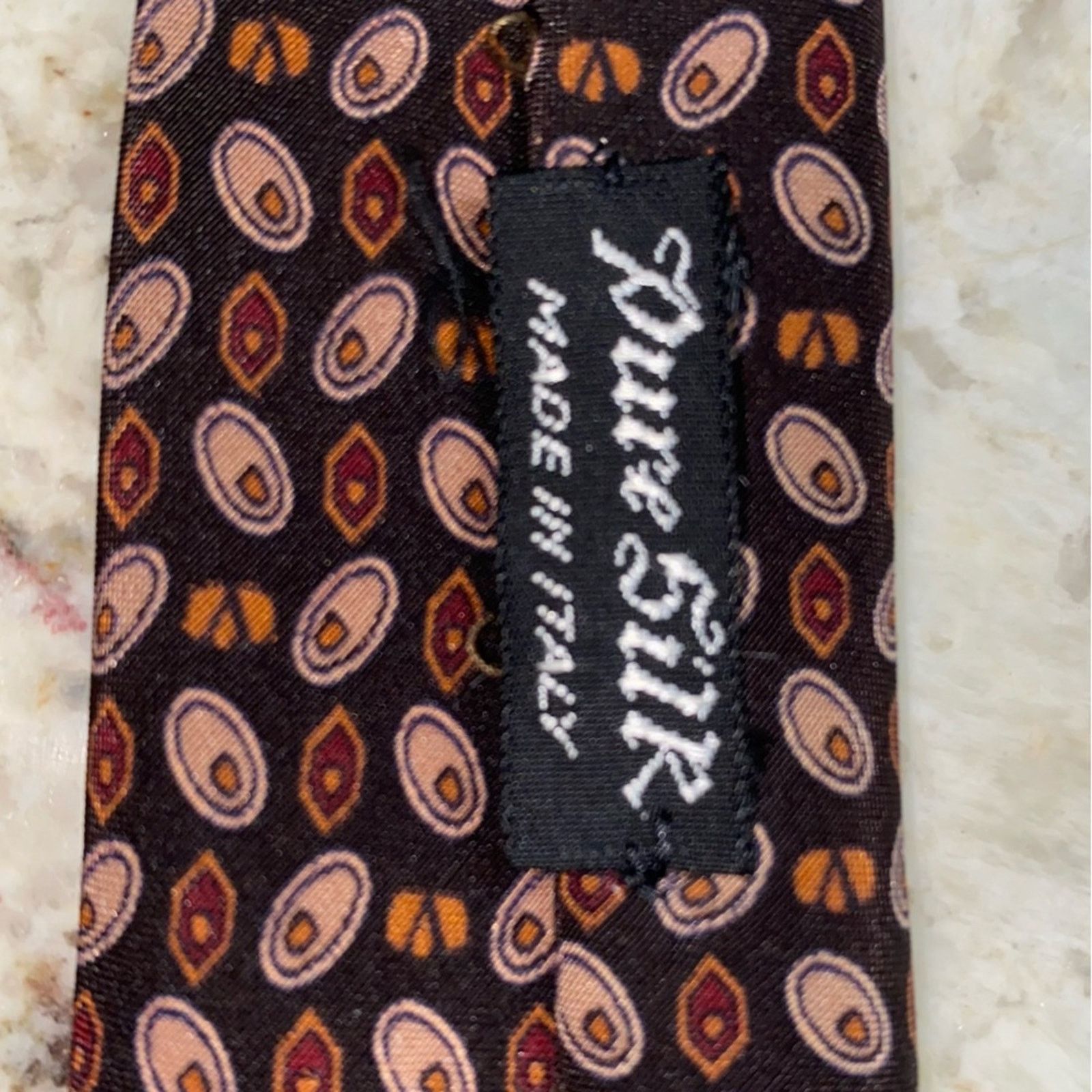 Valentino VALENTINO Men’s $220 100% Silk Designer Tie Black Brown Size ONE SIZE - 8 Thumbnail