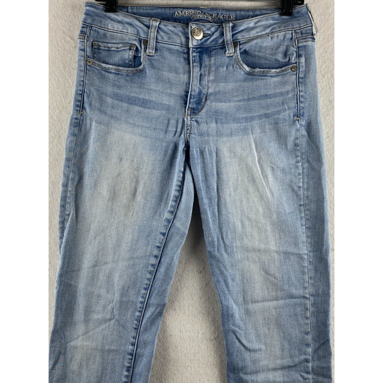American Eagle Outfitters American Eagle Outfitters Jeans Womens 8 Skinny Distressed Embroidered Blue Denim Stretch 5-Pocket Modern Regular Size 30" / US 8 / IT 44 - 2 Thumbnail
