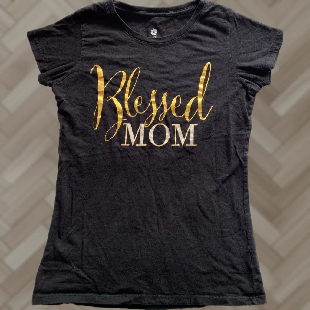 MOTHER Blessed Mom T-Shirt Ladies Short Sleeve Crew Neck Size S Black Mommy Mothers Day Wife Boys Girls Mens Womens Size S / US 4 / IT 40 - 1 Thumbnail