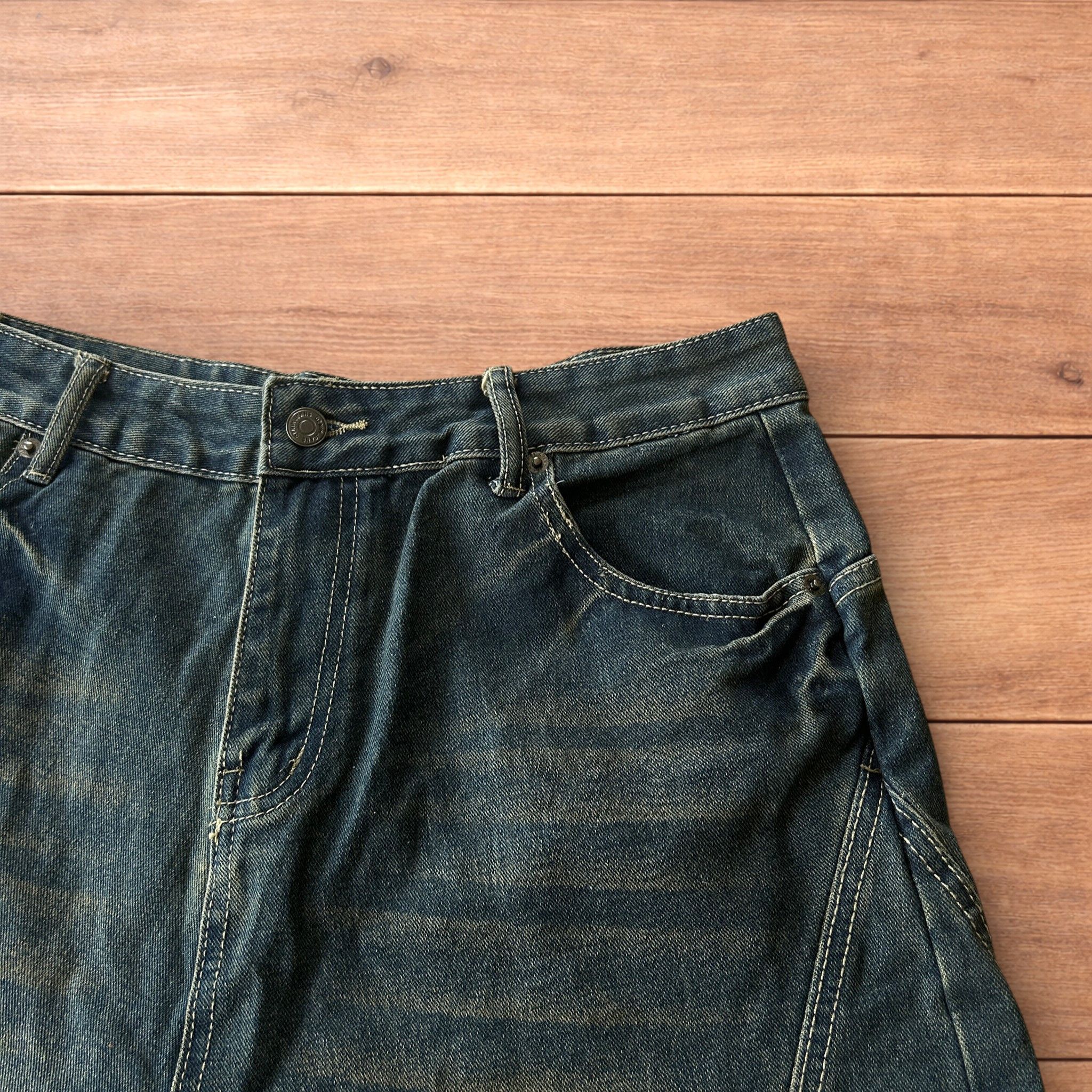 Japanese Brand Super baggy wide denim carpenter shorts jorts in dark bluec. Size US 36 / EU 52 - 3 Thumbnail