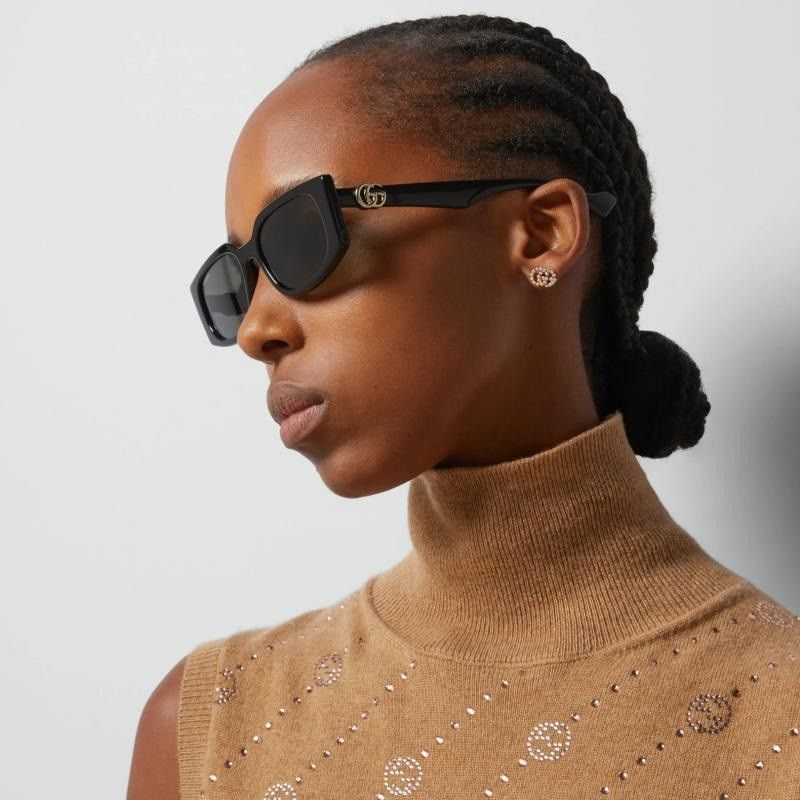 Gucci NEW Gucci GG1535S 001 Black Grey Women Geometric Sunglasses Size ONE SIZE - 12 Thumbnail