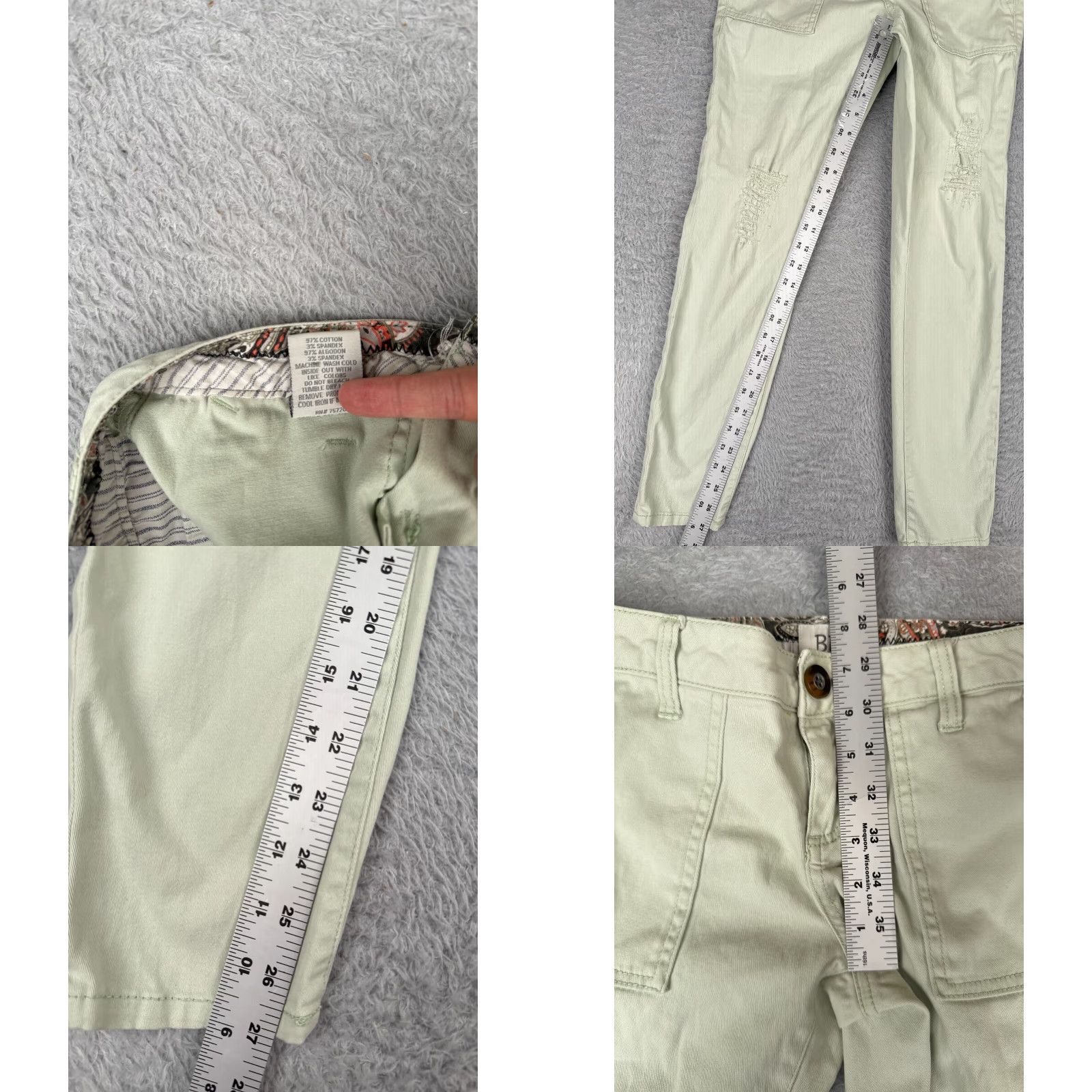 BKE VINTAGE Buckle Jeans Womens 25 Green Denim Mollie Ankle Skinny Cotton Blend Low 28x27 Size 27" / US 4 / IT 40 - 8 Thumbnail
