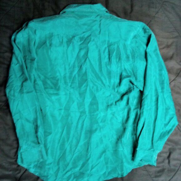 Vintage Vintage Selecca Silk Button Shirt Teal Size XXL / US 16-18 / IT 52-54 - 6 Thumbnail