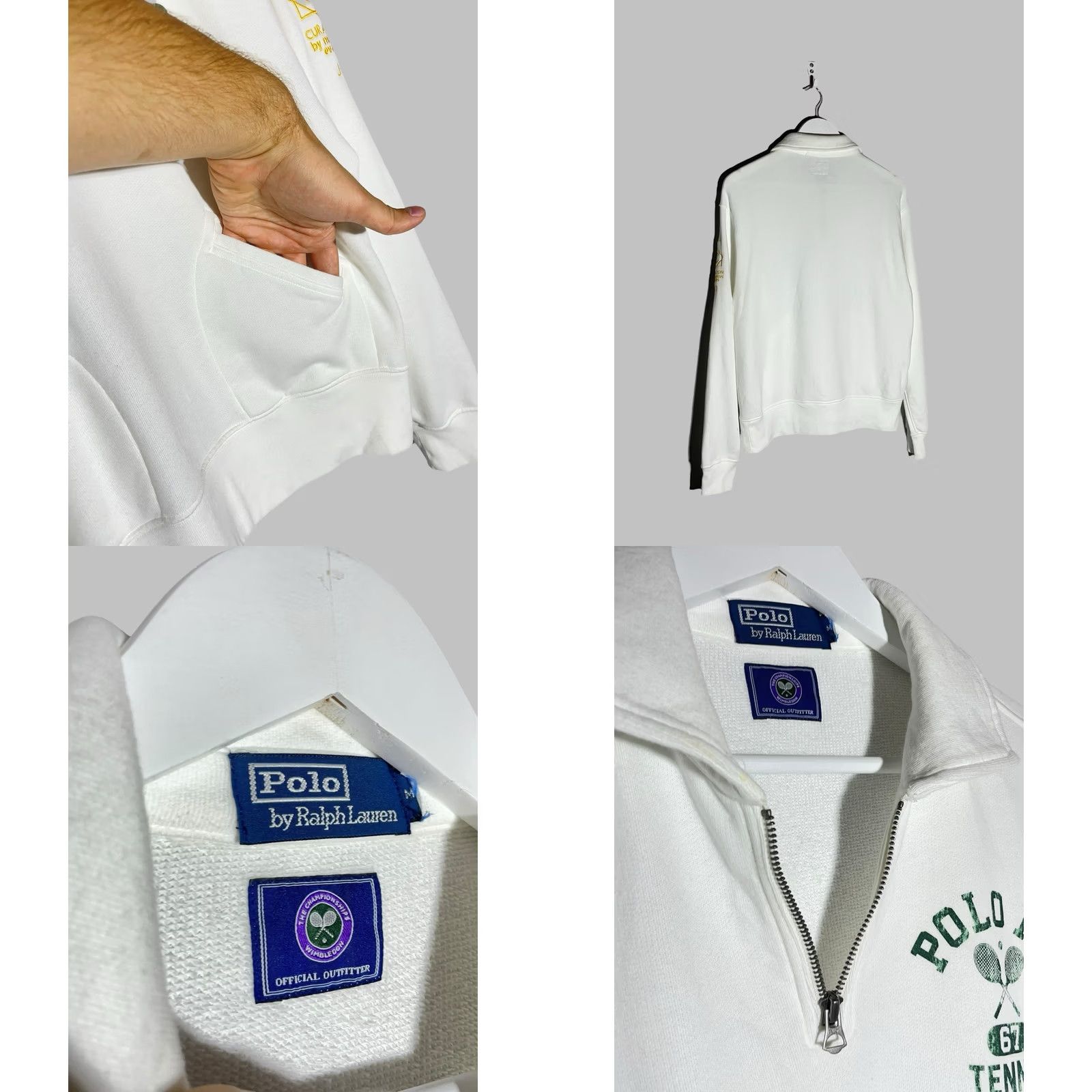 Ralph Lauren Ralph Lauren Polo Wimbledon Fleece Collared Sweater 1/4 Zip White M Mens Pullover Sweatshirt Cotton Knit Size US M / EU 48-50 / 2 - 8 Thumbnail