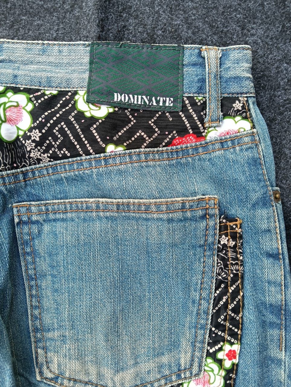 Karakuri Tamashii Rare 🔥 DOMINATE Japanese Koi Fish Embroidered Denim Jeans. Size US 33 - 11 Thumbnail