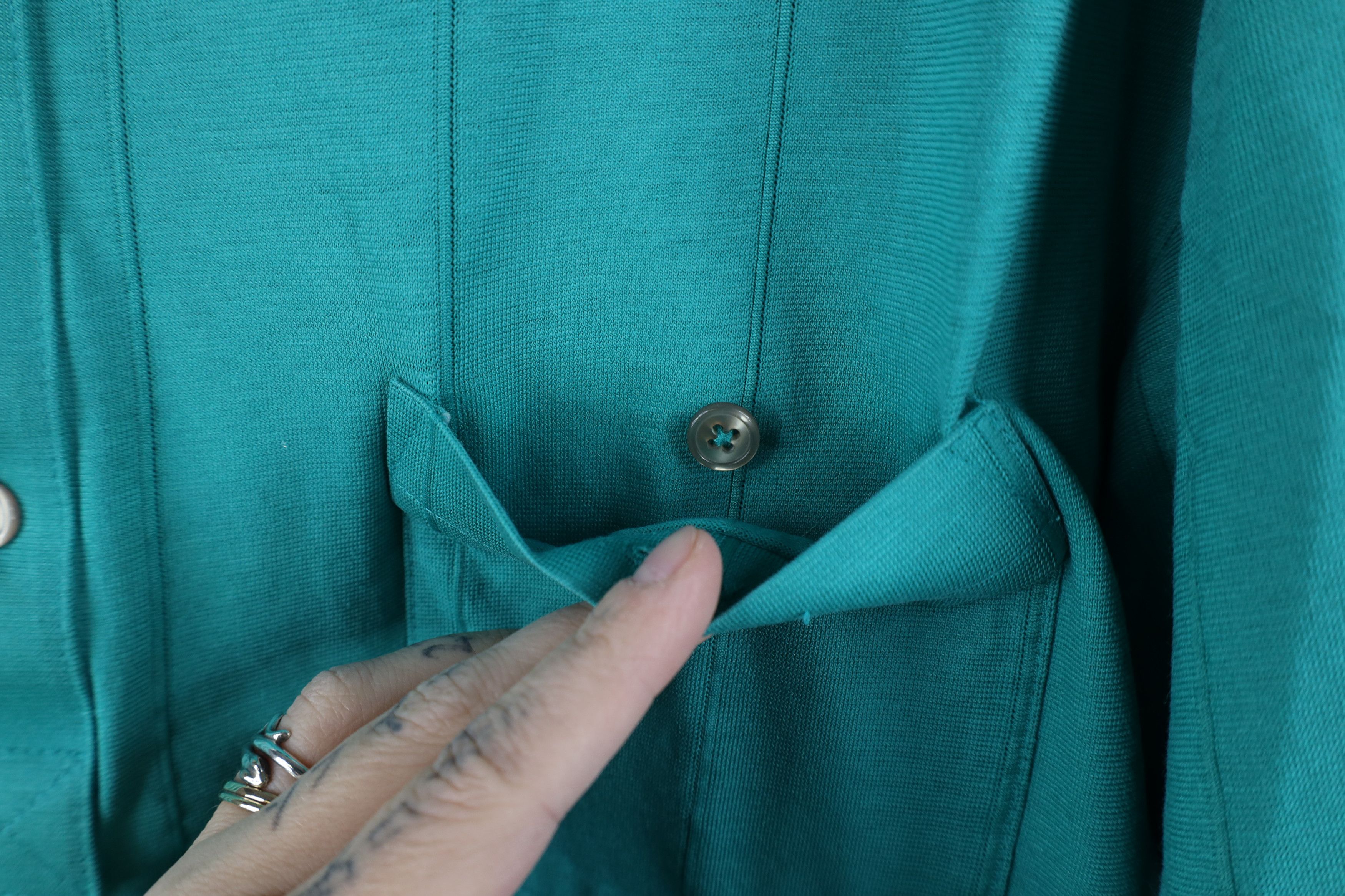 Vintage Vintage 90s Streetwear Striped Knit Golf Polo Shirt Teal Size US L / EU 52-54 / 3 - 4 Thumbnail