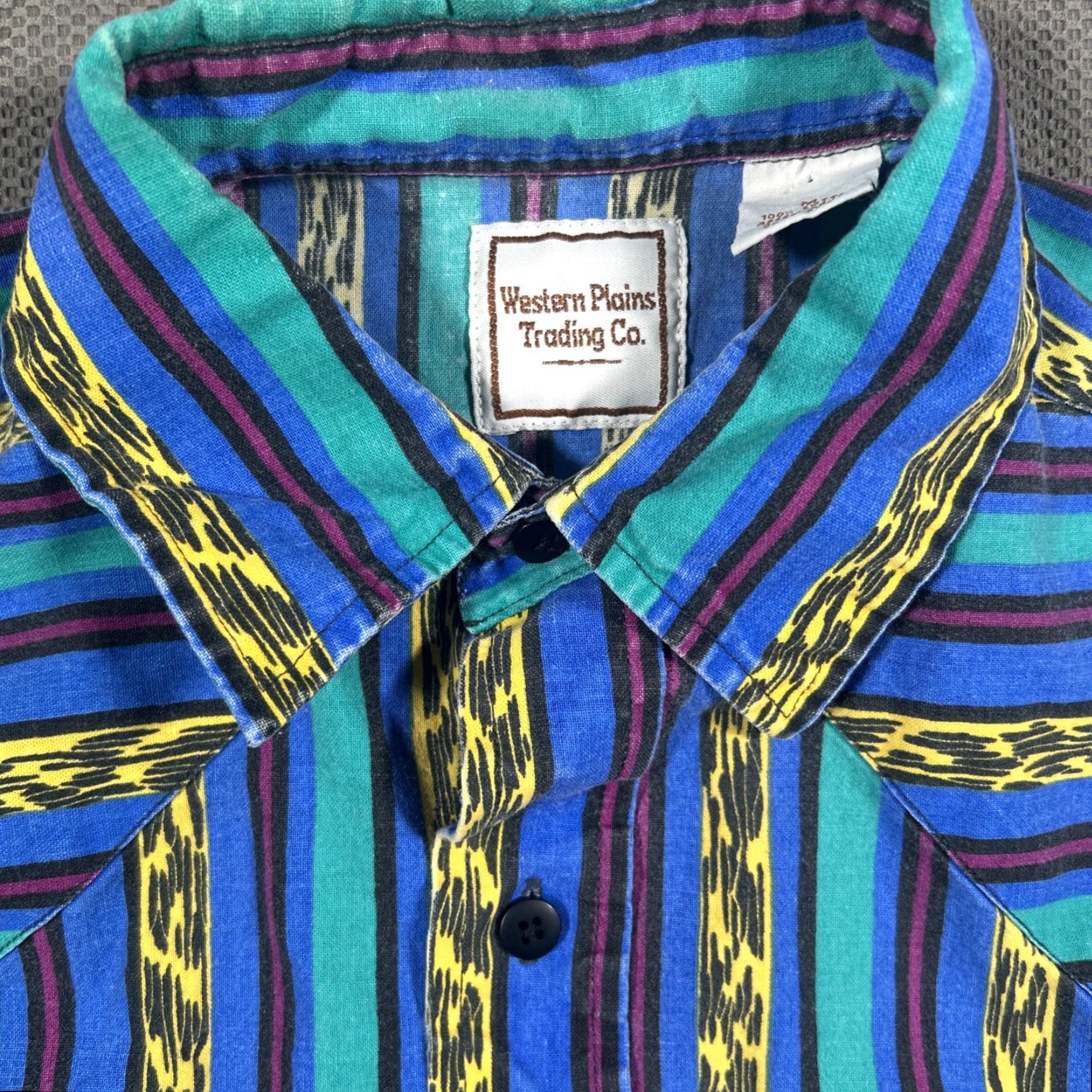 CO Western Plains Trading Co Aztec Brushpopper Shirt Mens Button Up Long Sleeve M Multicolor Cotton Geometric Western All Seasons Pockets Mens Size US M / EU 48-50 / 2 - 4 Thumbnail