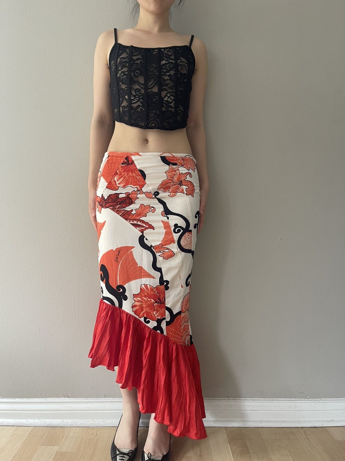 Roberto Cavalli cavalli asymmetric floral mermaid skirt Size 27" / US 4 / IT 40 - 2 Thumbnail