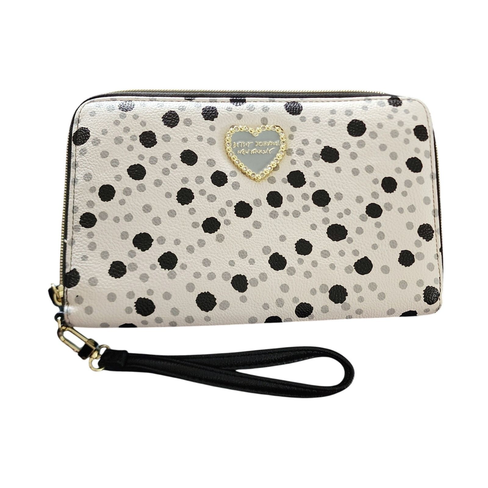 Betsey Johnson Betsey Johnson 9" Clutch Wallet Polka Dot Black White Gray Size ONE SIZE - 1 Thumbnail