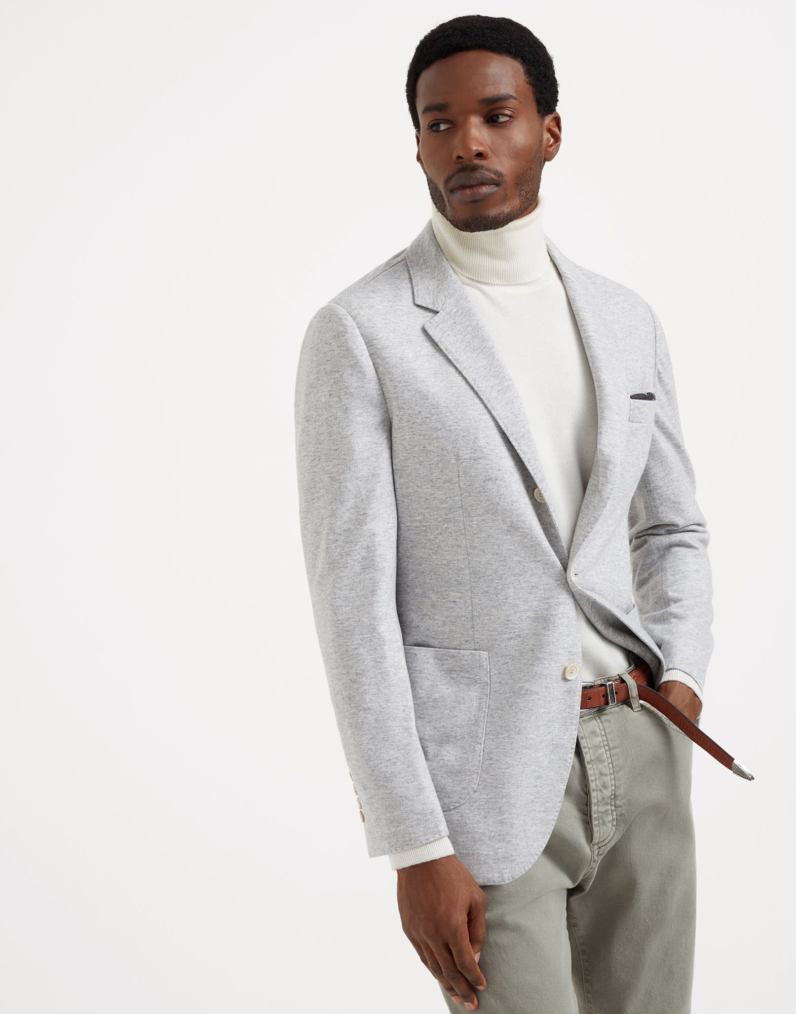 o1la1rc1a0925 Cashmere Suit-Type Jacket in Light Grey