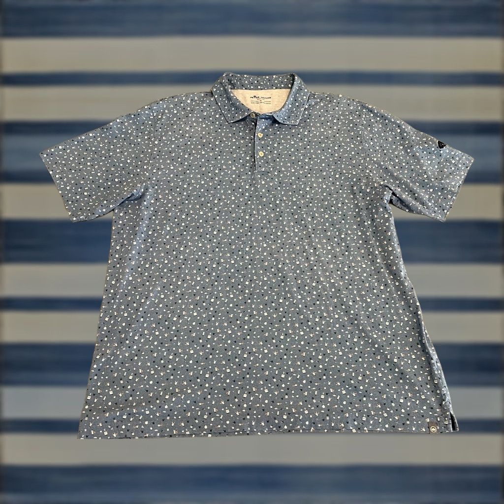 Peter Millar Peter Millar Polo Shirt Seaside Pima Cotton Blue Mens XL Short Sleeve Collared Shirt Polo Men's XL Blue Size US XL / EU 56 / 4 - 1 Thumbnail