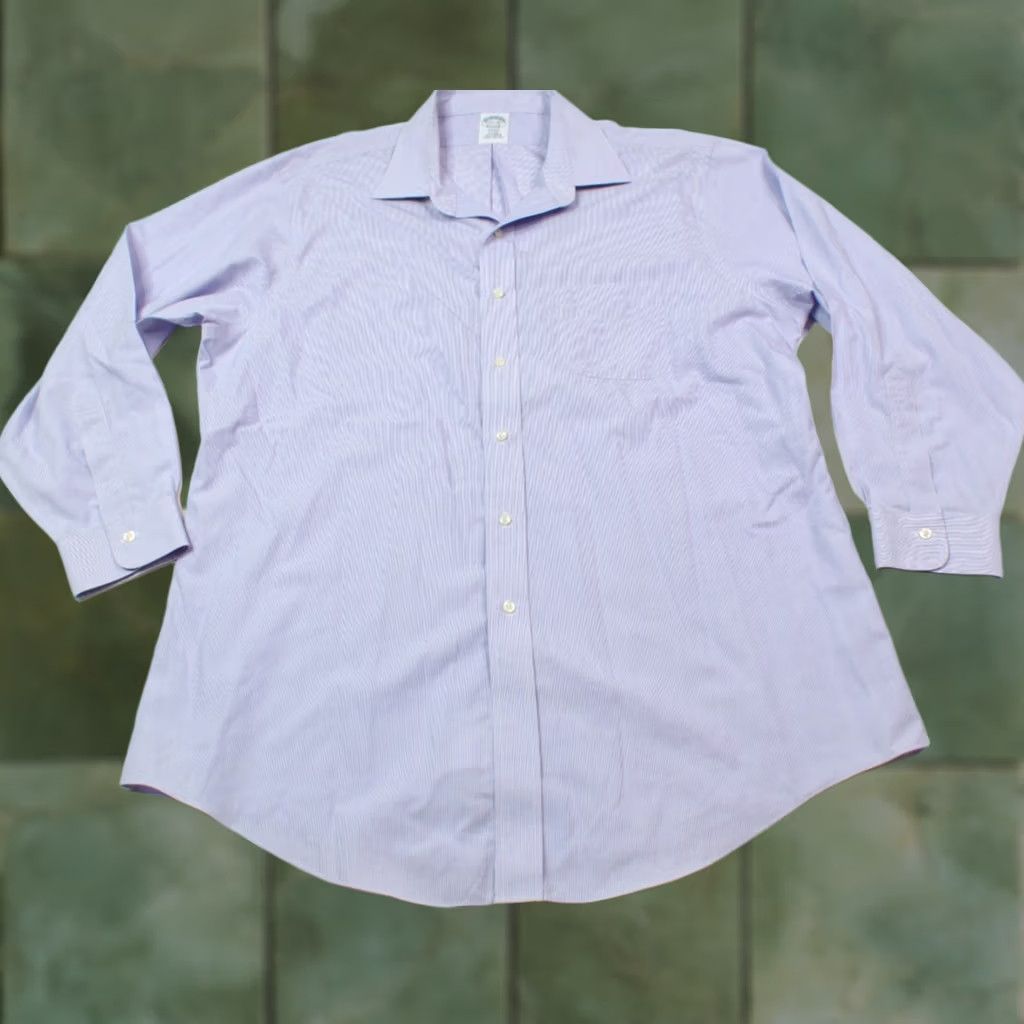 Brooks Brothers Brooks Brothers REGENT Shirt Mens 17.5 Purple Striped Long Sleeve Button-Up Size US XXL / EU 58 / 5 - 1 Thumbnail