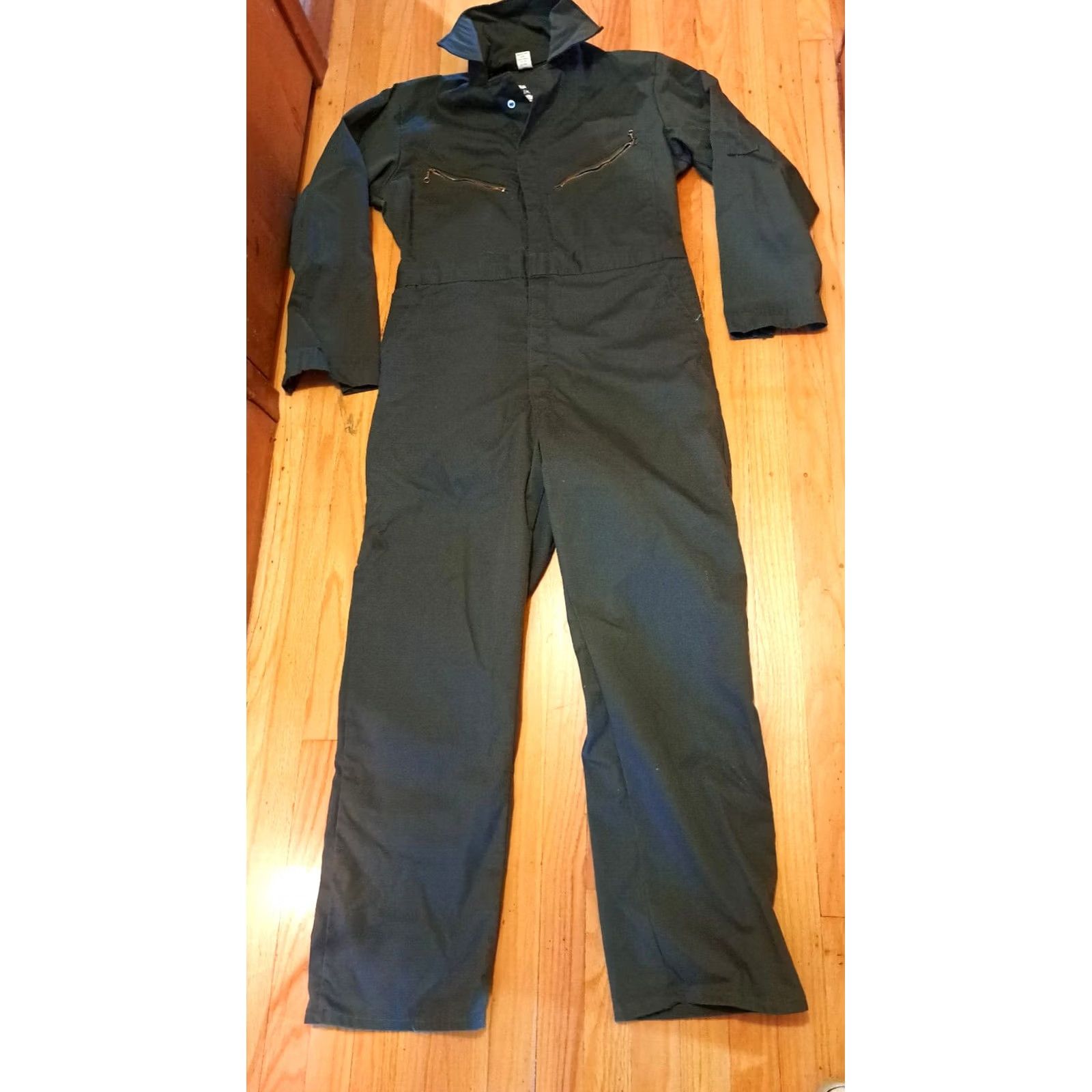 Vintage Big Smith USA made Canvas Coveralls Green Medium Pockets Ring Zipper Shop EUC Size ONE SIZE - 2 Thumbnail