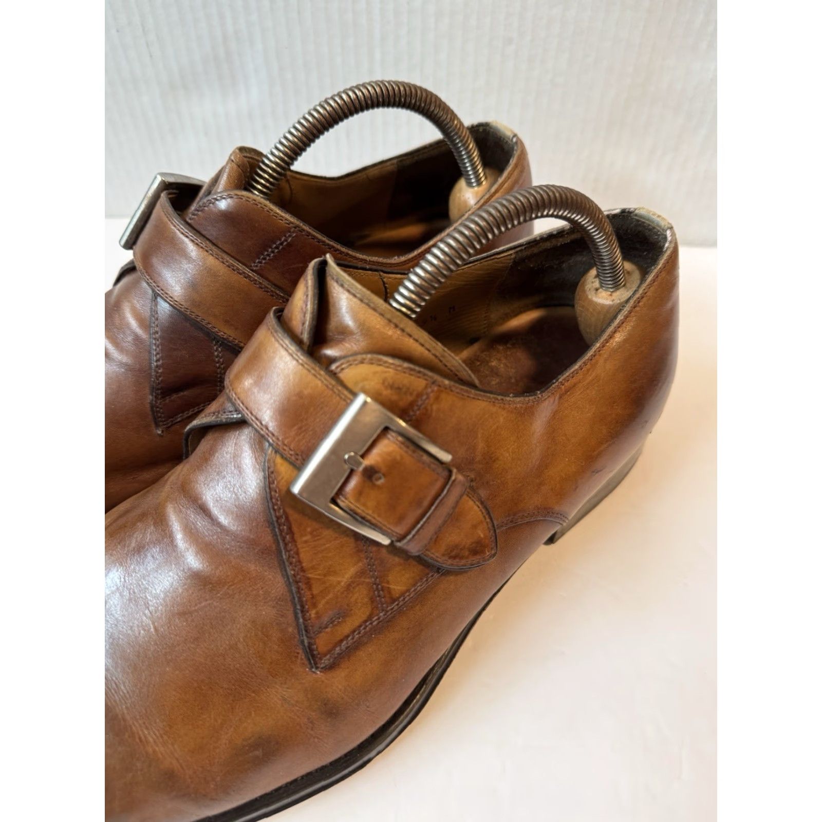 Magnanni Magnanni Marco 18398 Monk Strap Leather Loafers Cognac US 9.5 M Dress Men Shoes Size US 9 / EU 42 - 4 Thumbnail