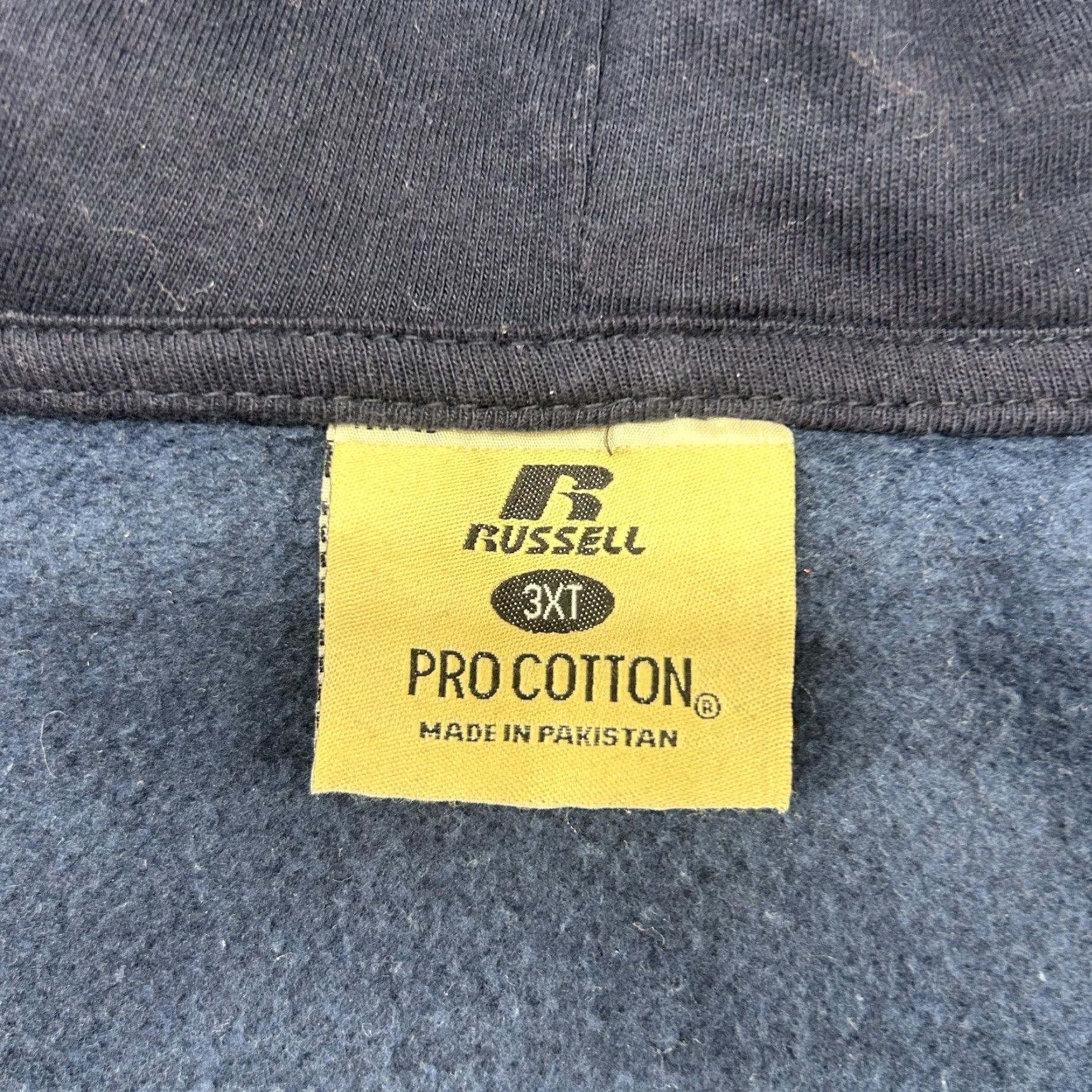 Russell Athletic VINTAGE Russell Hoodie Mens 3XLT Blue Navy Full Zip Cotton Drawstring 90s Zipper Logo Size US XXL / EU 58 / 5 - 7 Thumbnail