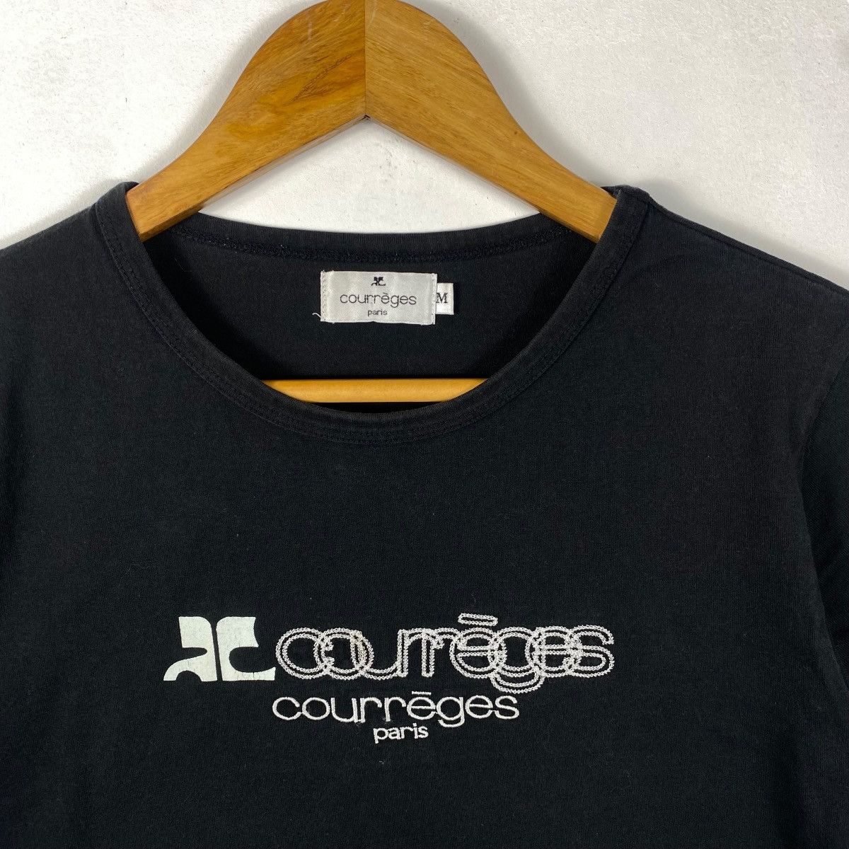 Courreges Vintage 90's COURREGES Paris Embroidery Logo Women Tops Tee Size M / US 6-8 / IT 42-44 - 2 Thumbnail