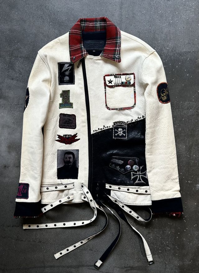 Diamond Dogs Heavily Distressed Patch Leather Jacket