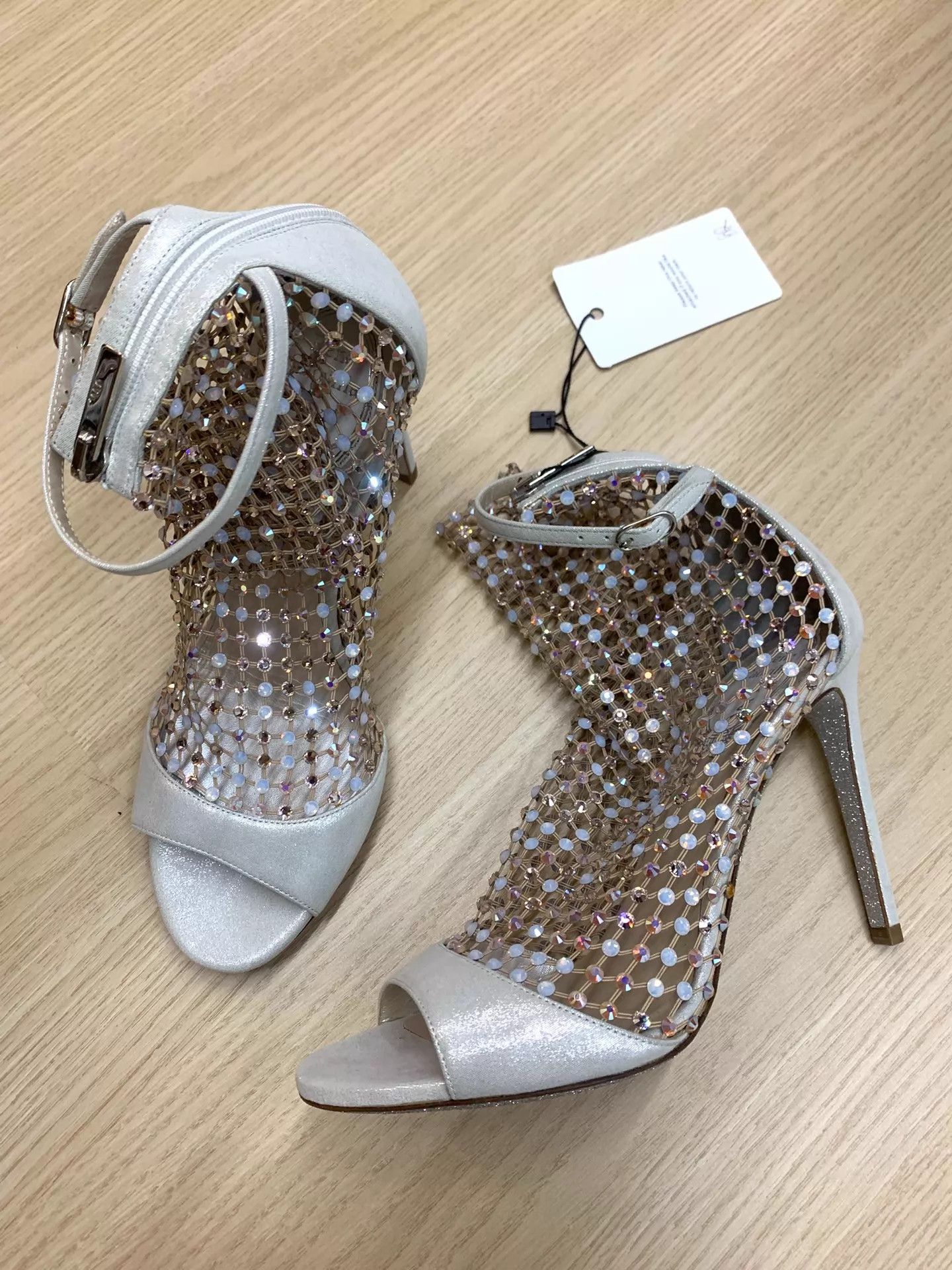 Rene Caovilla RENE CAOVILLA Silver Crystal Mesh High Heel Sandal 37 Size US 6.5 / IT 36.5 - 3 Thumbnail