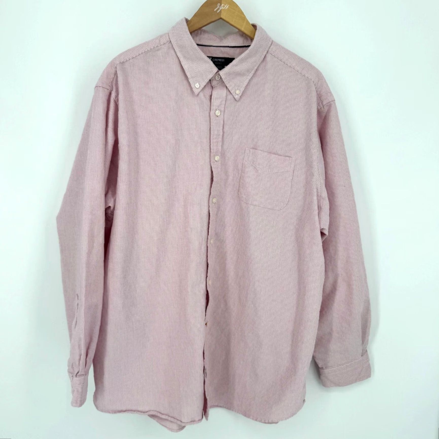 Cremieux Cremieux Button-Up Shirt Mens Pinstripes Classic Red 2XL Cotton Long Sleeve Button-Down Collar Pockets Casual Travel Business All Seasons Preppy Mens Size US XXL / EU 58 / 5 - 3 Thumbnail