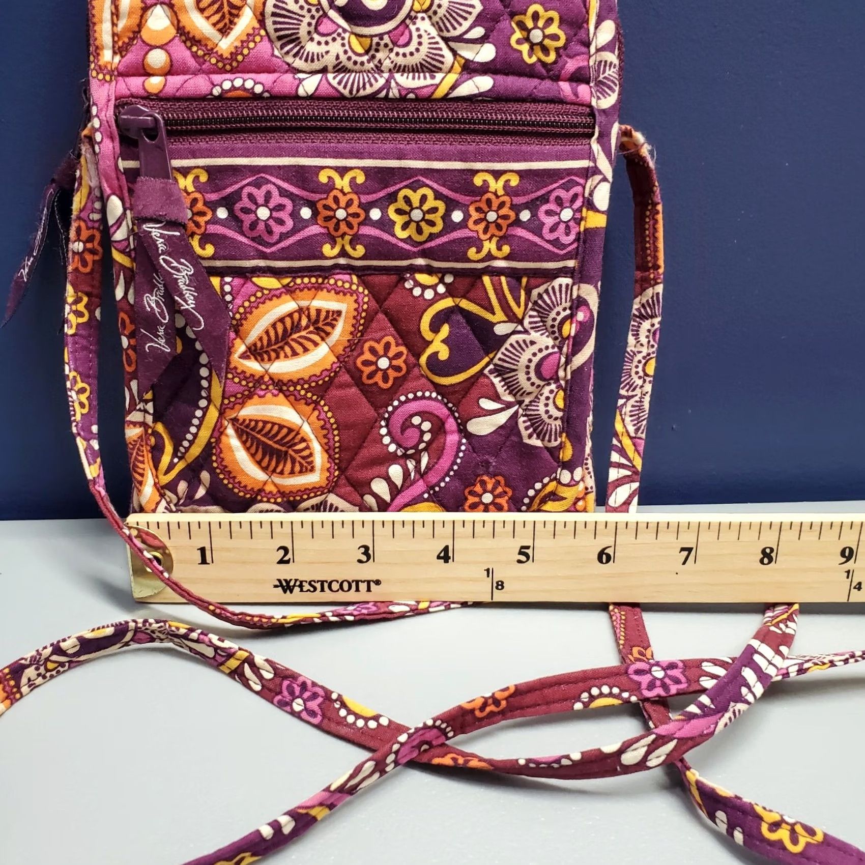 Vintage Vera Bradley Hipster Crossbody Bag Womens Purple Multi Fabric Paisley Zip Pocket P42 Size ONE SIZE - 3 Thumbnail
