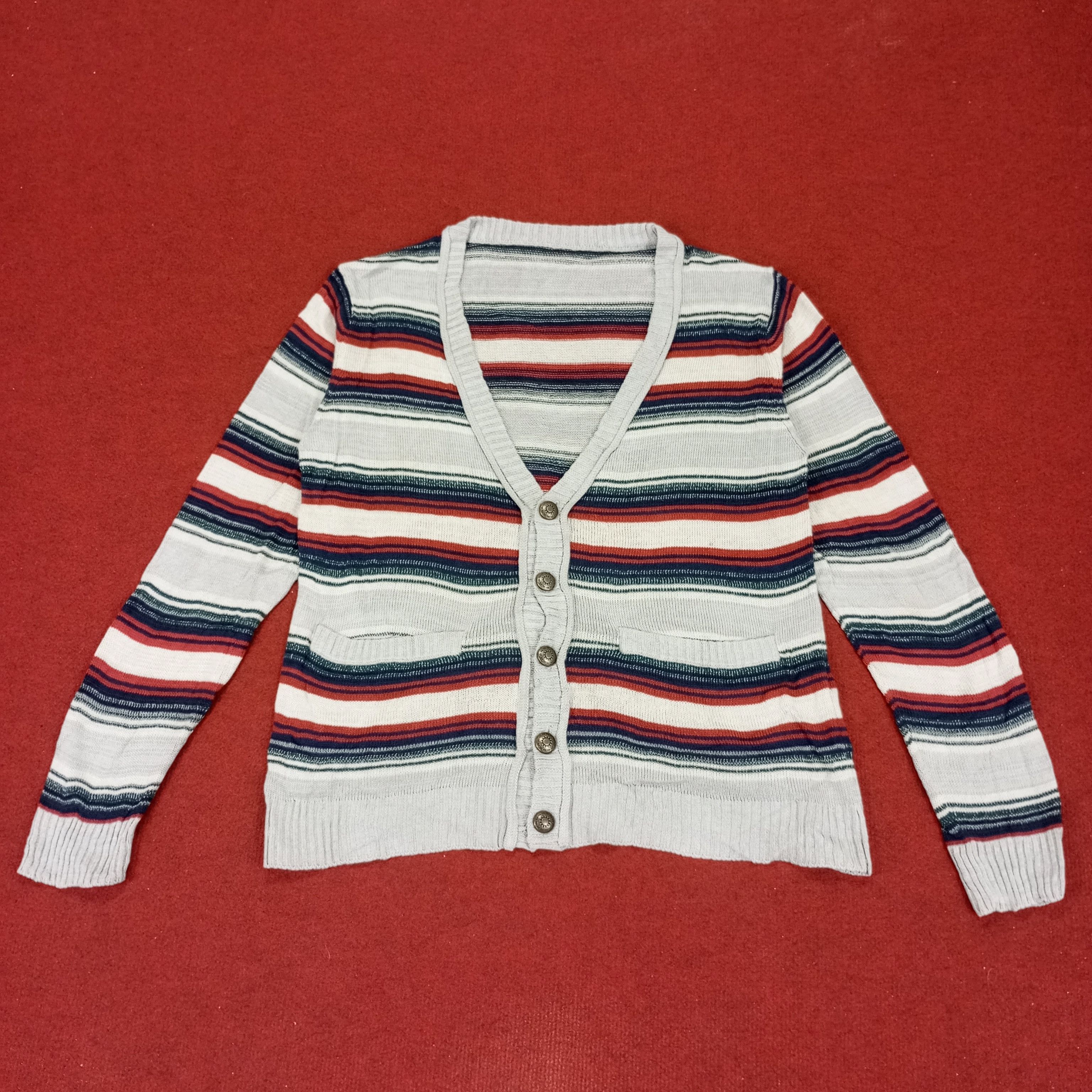 Vintage Sorri Dere Stripes Pocket Design Cardigan Sweater Size M / US 6-8 / IT 42-44 - 1 Thumbnail