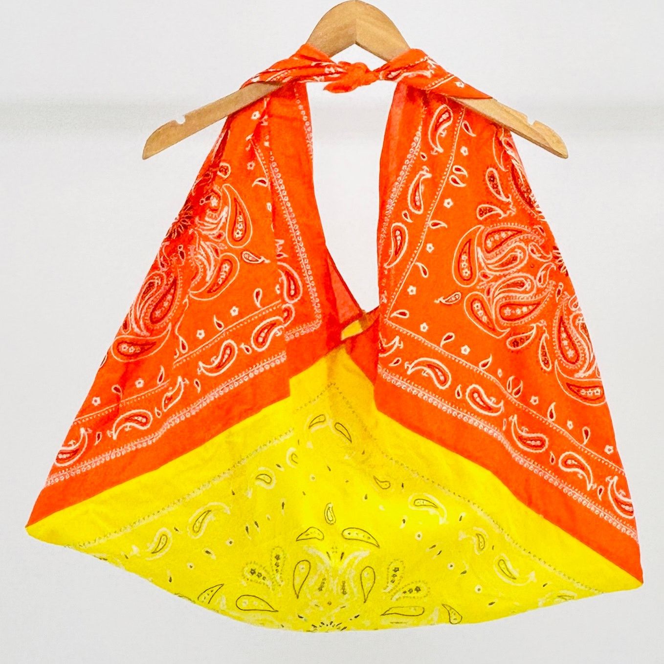 Other Upcycled Funky Orange Yellow Paisley Bandana Large Tote Bag Size ONE SIZE - 1 Thumbnail