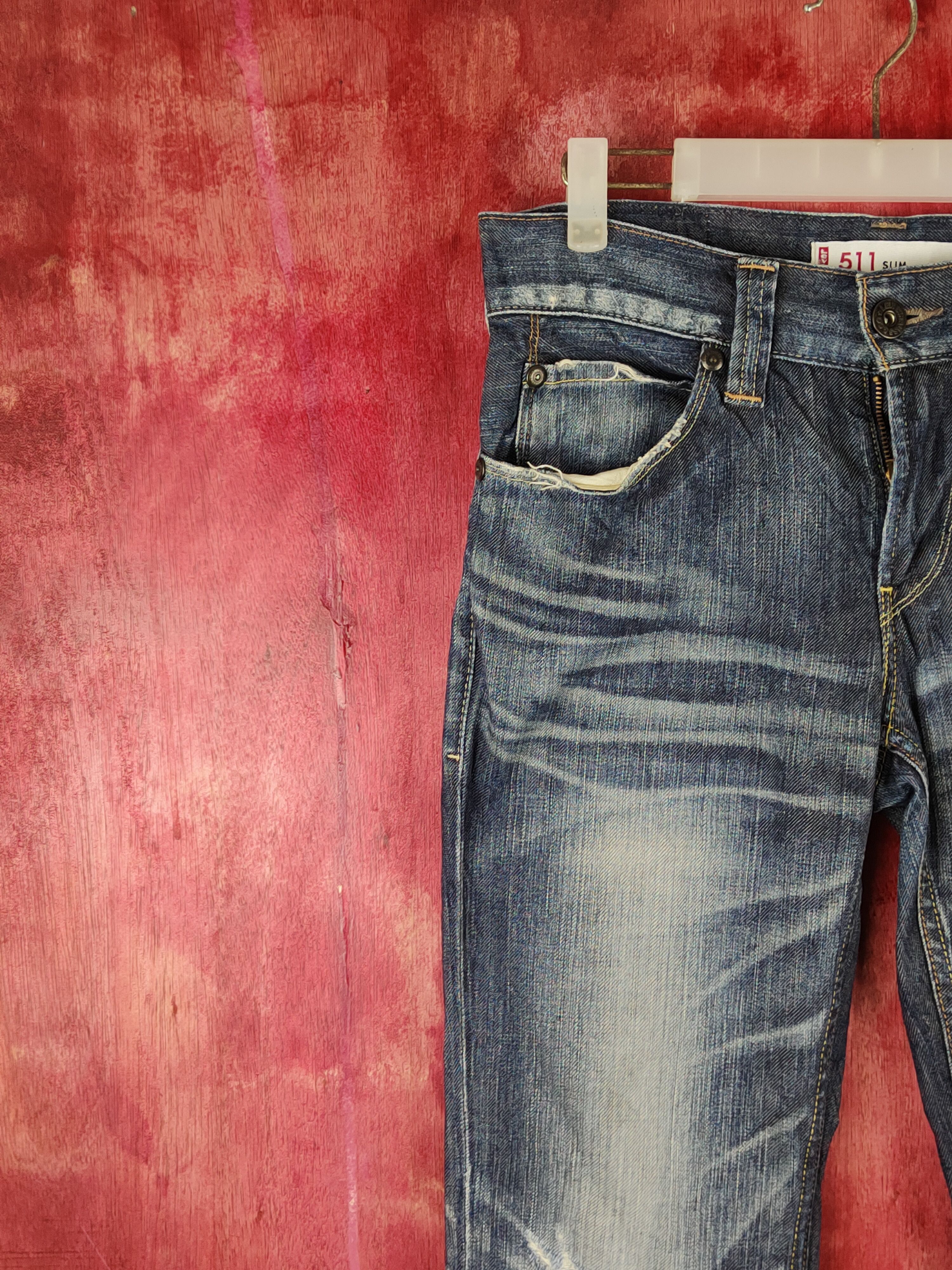 Levi's 511 Levi's Dark Blue Distressed ripped vintage Denim #S1534 Size US 30 / EU 46 - 3 Thumbnail