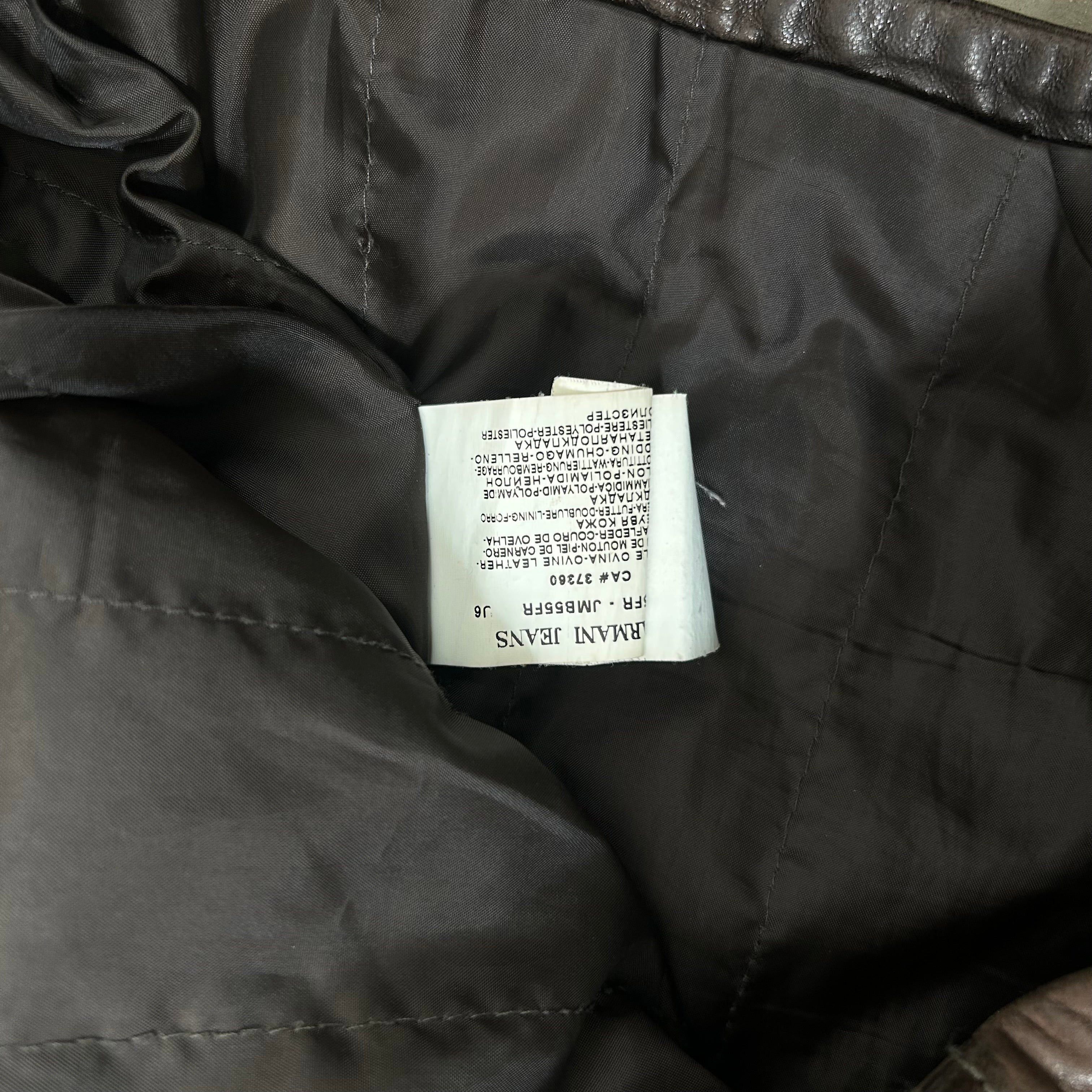 Armani Armani Jeans Brown Aged Leather Jacket Size US M / EU 48-50 / 2 - 7 Thumbnail