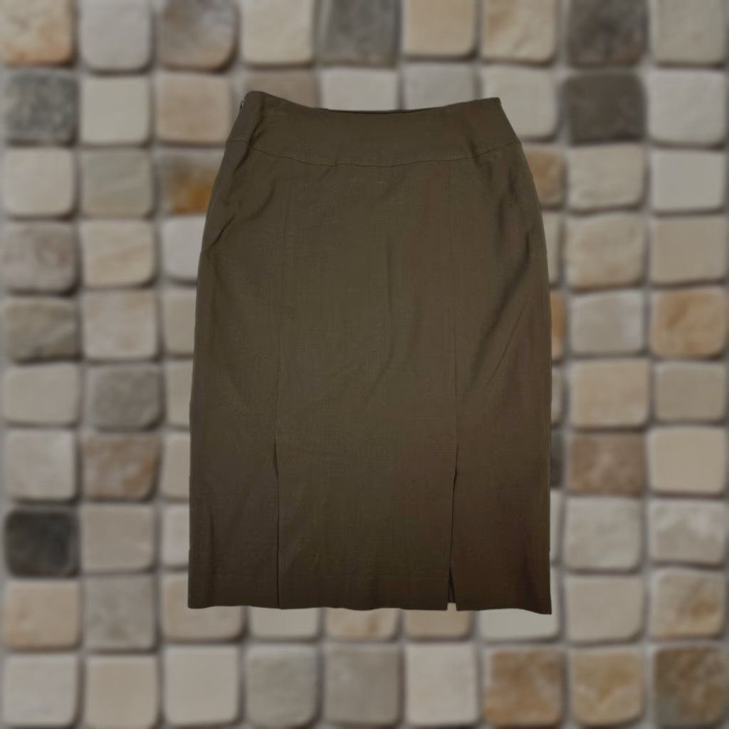 Vintage Lafayette 148 New York Pencil Skirt Womens 0 Brown Zip Back Slit Knee Length Straight & Pencil Mid Vintage No Size 25" / US 0 / IT 36 - 1 Thumbnail