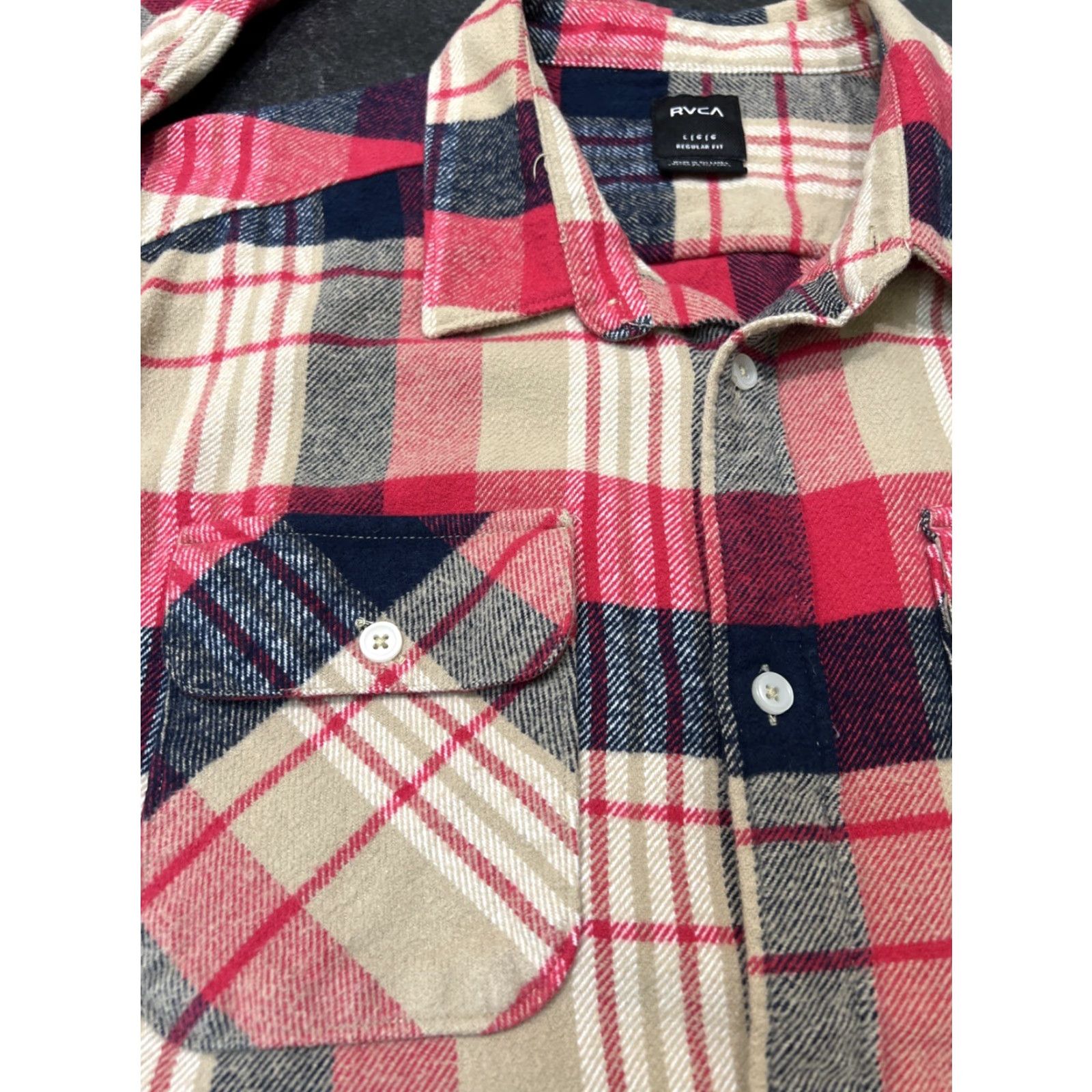 RVCA VINTAGE RVCA Shirt Mens Large Casual Flannel Button-Up Long Sleeve Plaid Cotton Fall Winter Men Size US L / EU 52-54 / 3 - 4 Thumbnail