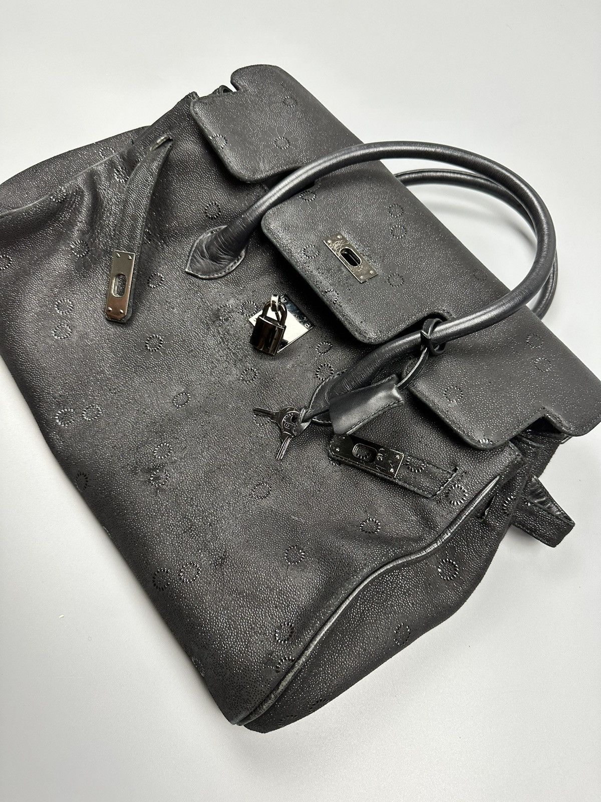 Handmade × If Six Was Nine 🔥Sick🔥Hermes Birkin Inspired Black Suede Leather Handle Bag Size ONE SIZE - 9 Thumbnail