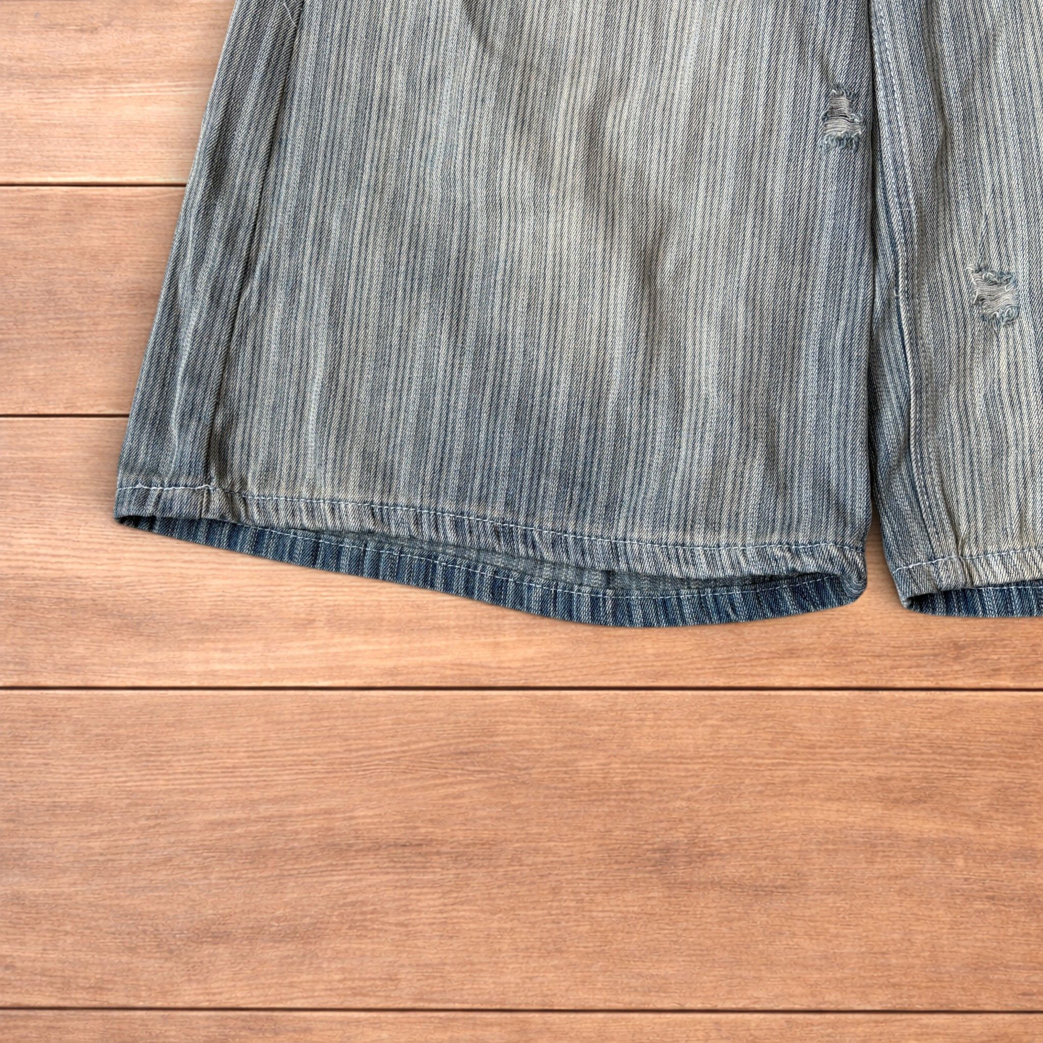 Japanese Brand Super baggy wide striped denim shorts jorts in light blue. Size US 36 / EU 52 - 6 Thumbnail