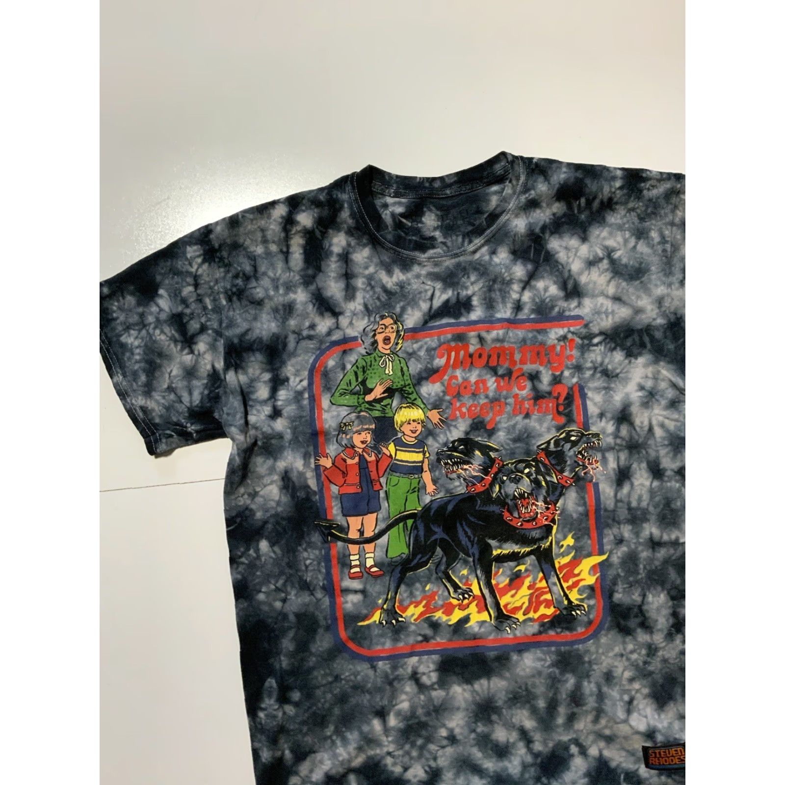 RHODE Steven Rhodes Mommy Can We Keep Him Three Headed Dog Graphic Tie Dye T-Shirt Sz. M Mens Shirt M Multicolor Dog Three Headed Steven Rhodes Size US M / EU 48-50 / 2 - 3 Thumbnail