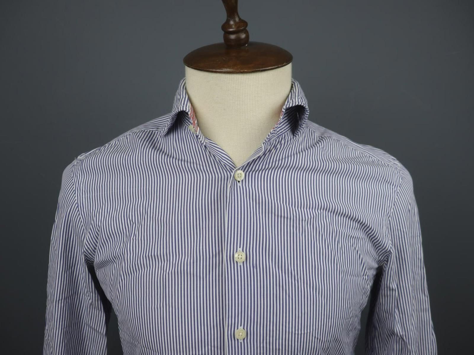 Designer Hackett London Blue White Striped 100% Shirt Size S Size US S / EU 44-46 / 1 - 2 Thumbnail